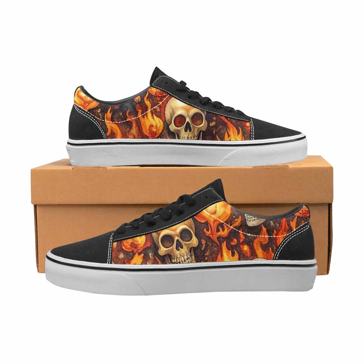 WOMEN'S Skulls - Flaming Canvas Lace-Up Cottagecore Shoes