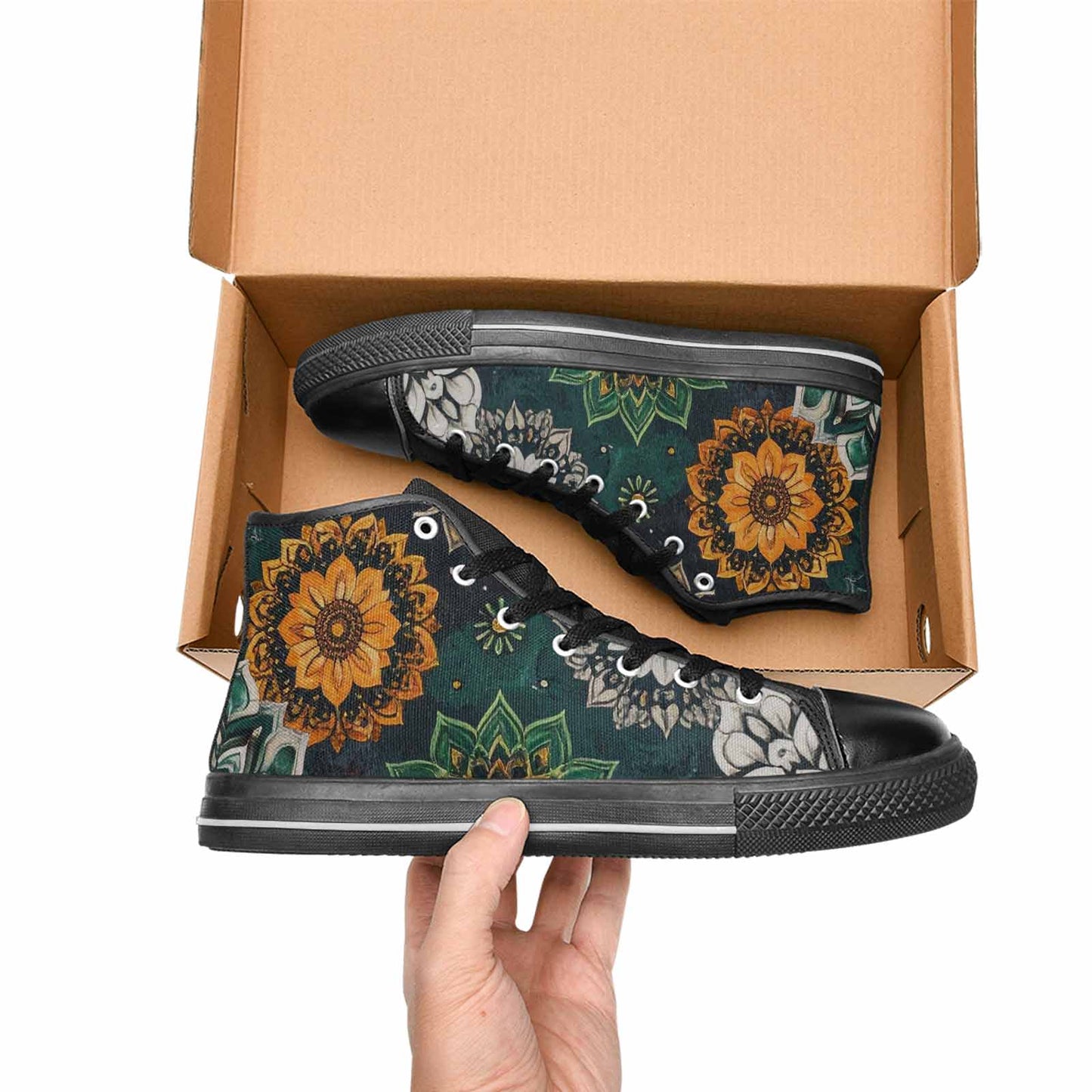 WOMEN'S Mandala High Top Canvas Grunge Custom Sneakers