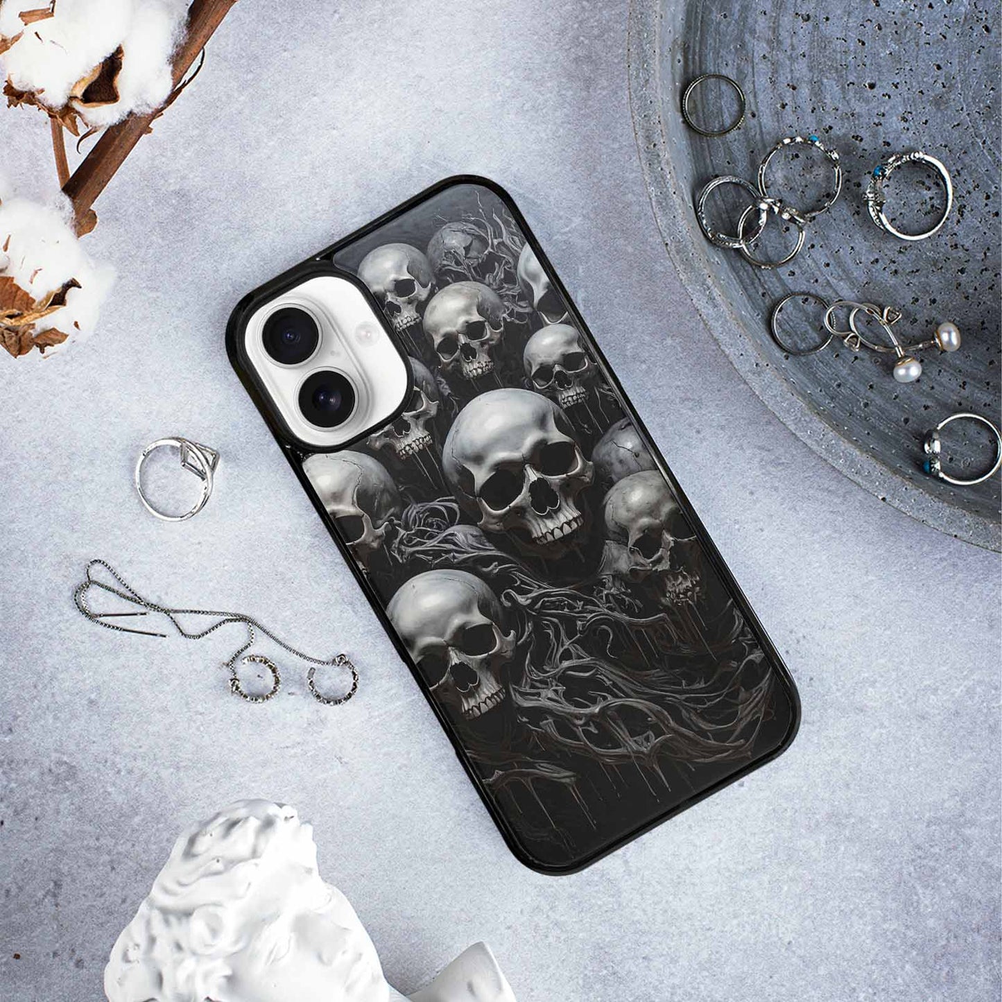 iPhone 16 Plus Case — Grey Dark Black And Grey Tones, Original Design Phone Case
