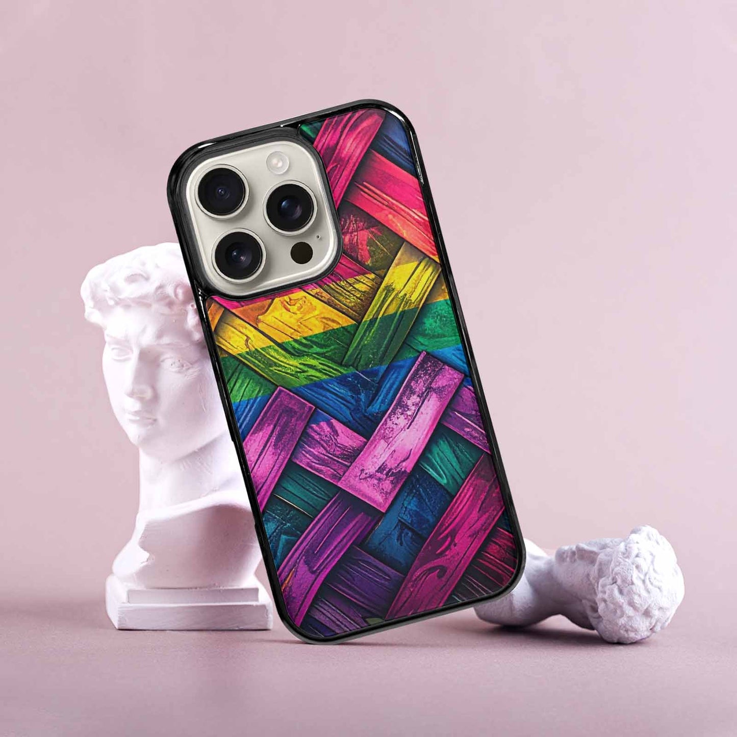 iPhone 16 Pro Case — Polysexual Flag Color Theme Small Rainbow, Custom Made Phone Cover
