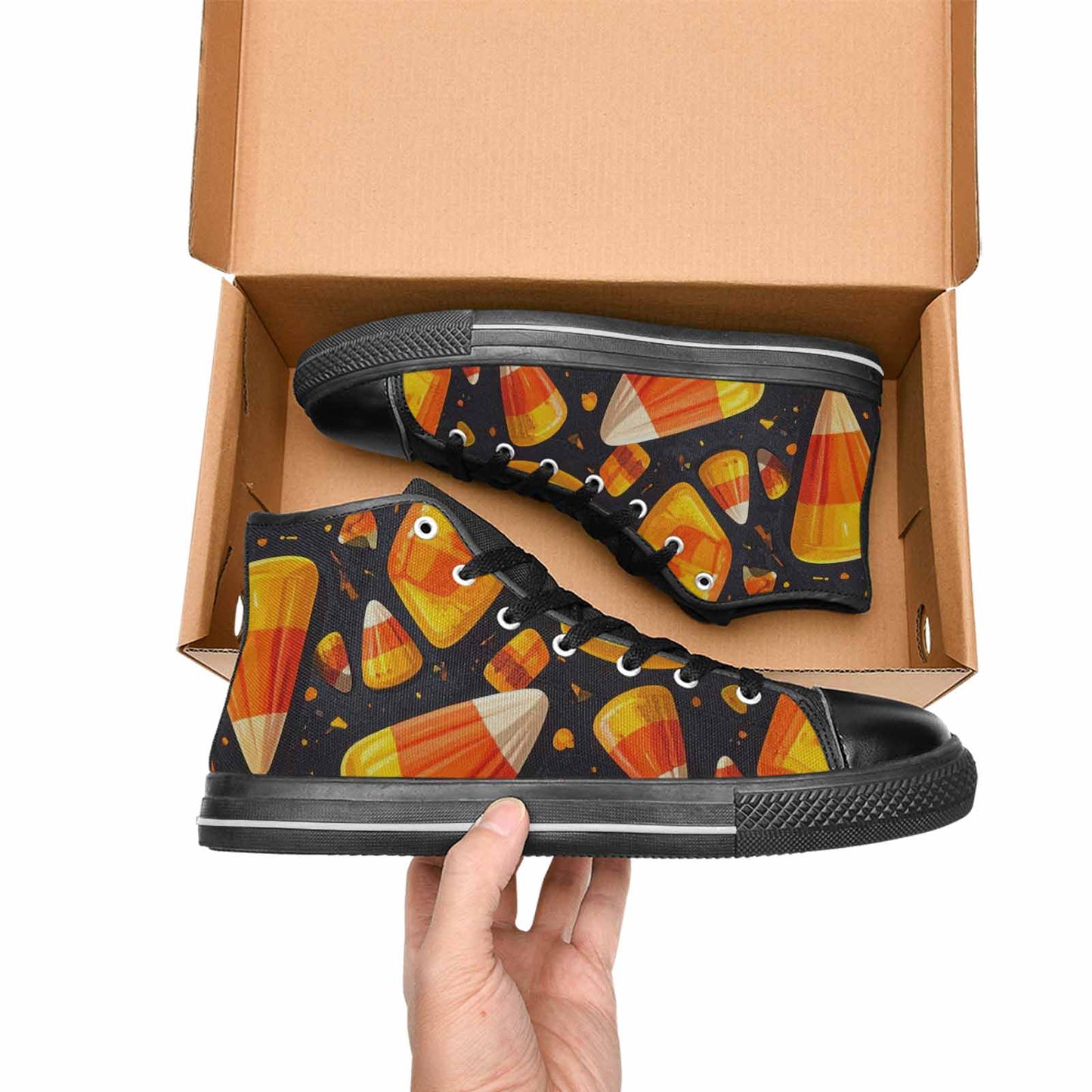 WOMEN'S Halloween Candy Corn High Top Canvas Vivid Custom Shoes
