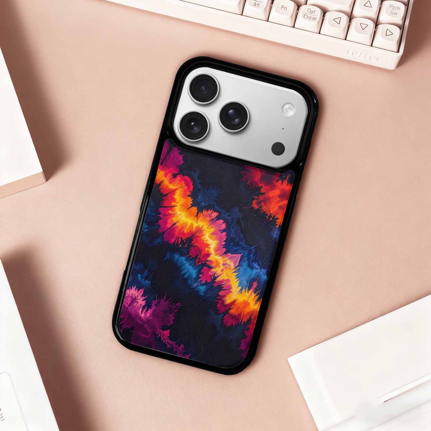 iPhone 17 Pro Case — Tie Dye Dark Art Seamless Tie, Unique Phone Case Design