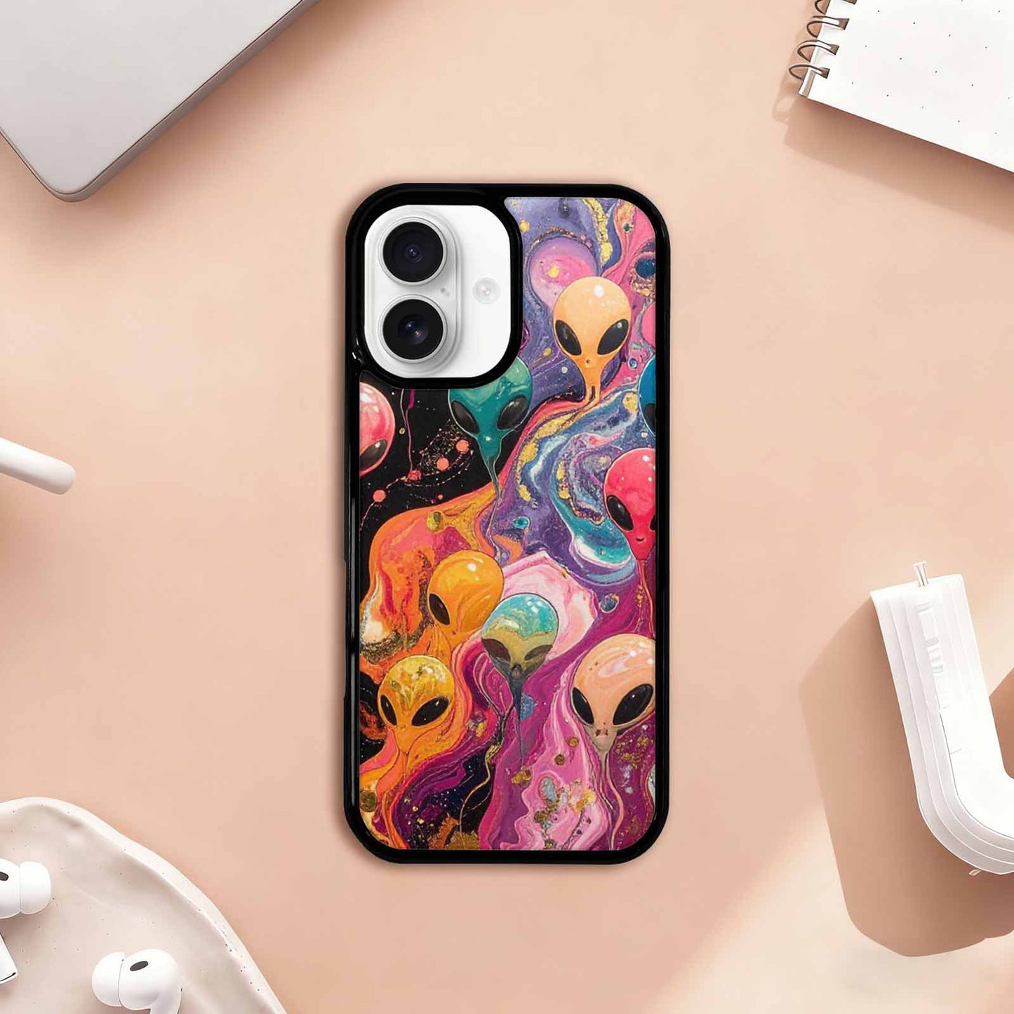 iPhone 17 Case — Aliens Marblealiens Pattern Alien Scifi, Unique Phone Case Design