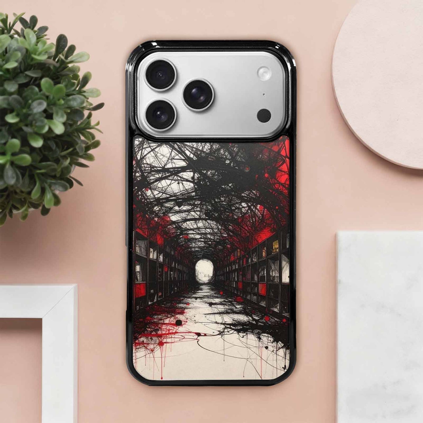 iPhone 17 Pro Max Case — Black & Red Ink Galaxy Space, Unique Phone Case Design