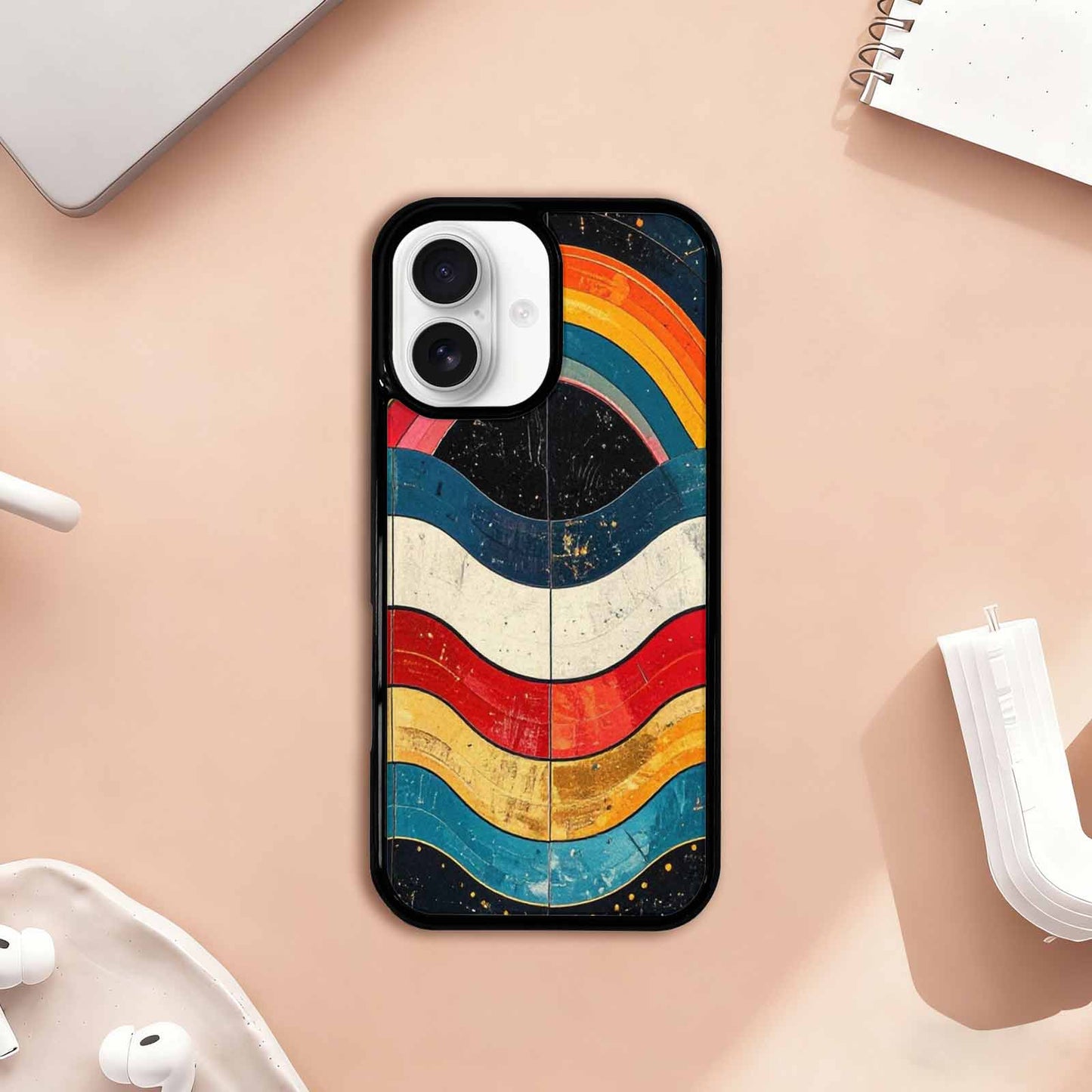 iPhone 17 Case — Retro Wave Scallop Stripe Retro Vintage, Personalized Phone Case