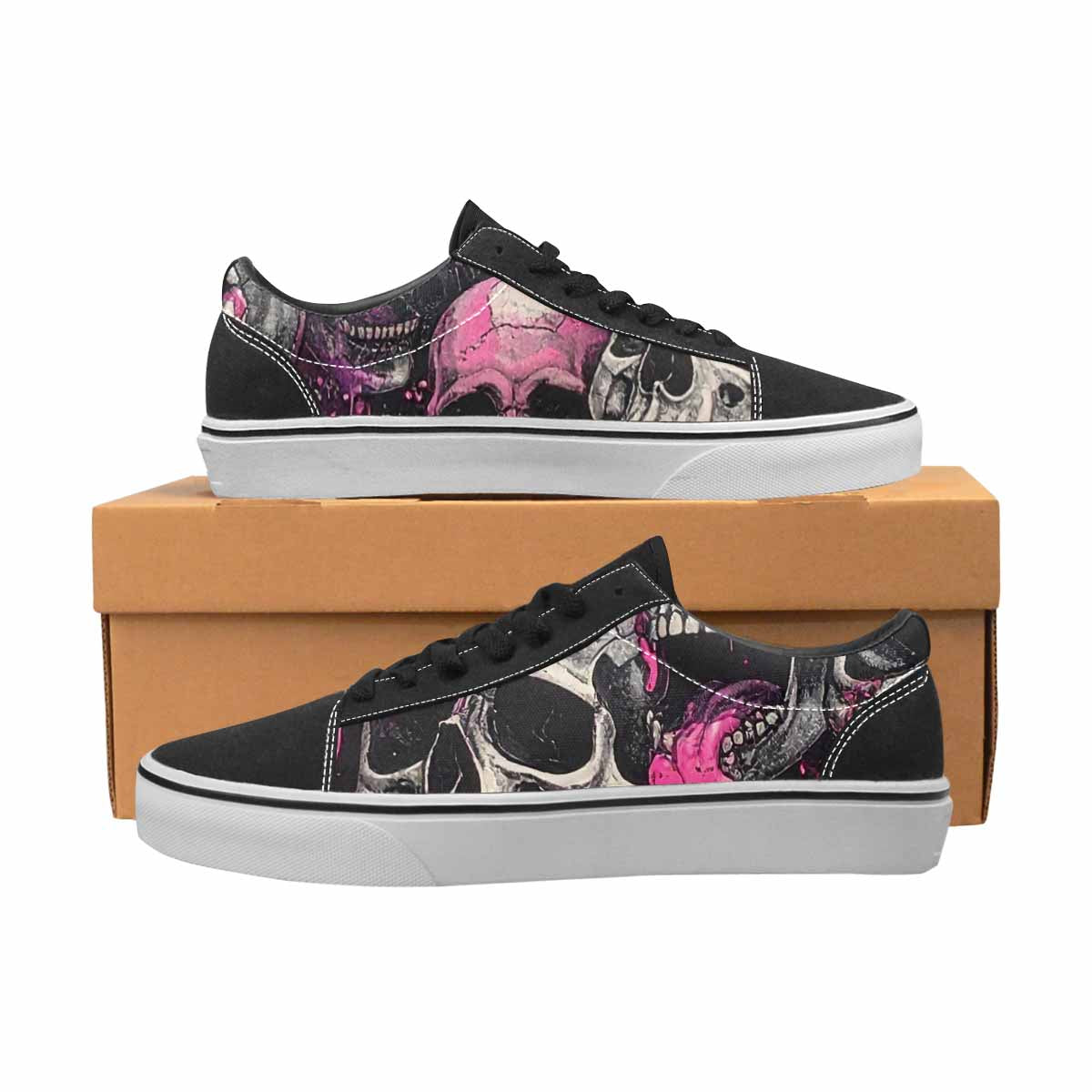 WOMEN'S Rainbow From Skull S Lace-Up Canvas Wallpaper Art Sneakers