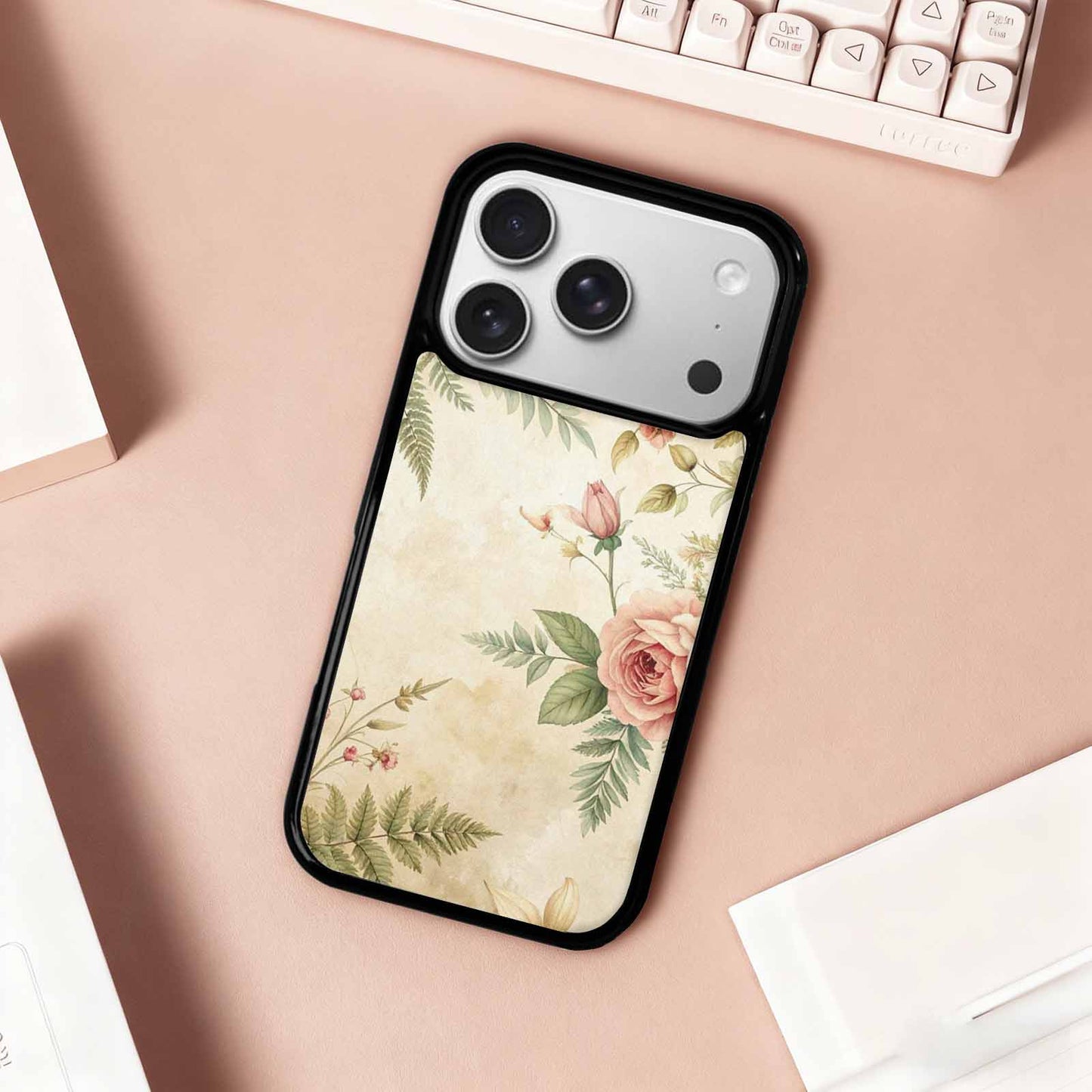 iPhone 17 Pro Case — Vintage Botanical Art Pattern Floral, Custom Designed Case Cover