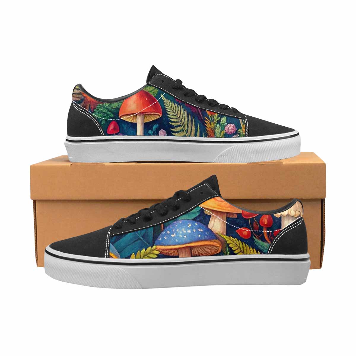 WOMEN'S Mushrooms Botanical Mushrooms Lace-Up Canvas Wallpaper Art Sneakers
