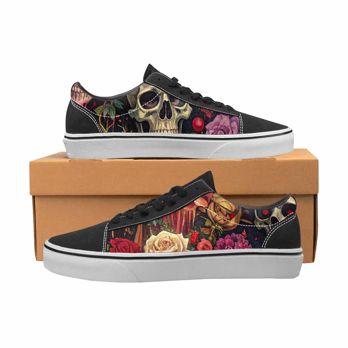 WOMEN'S Skulls Roses Melting Skulls Lace-Up Canvas Y2K Custom Shoes