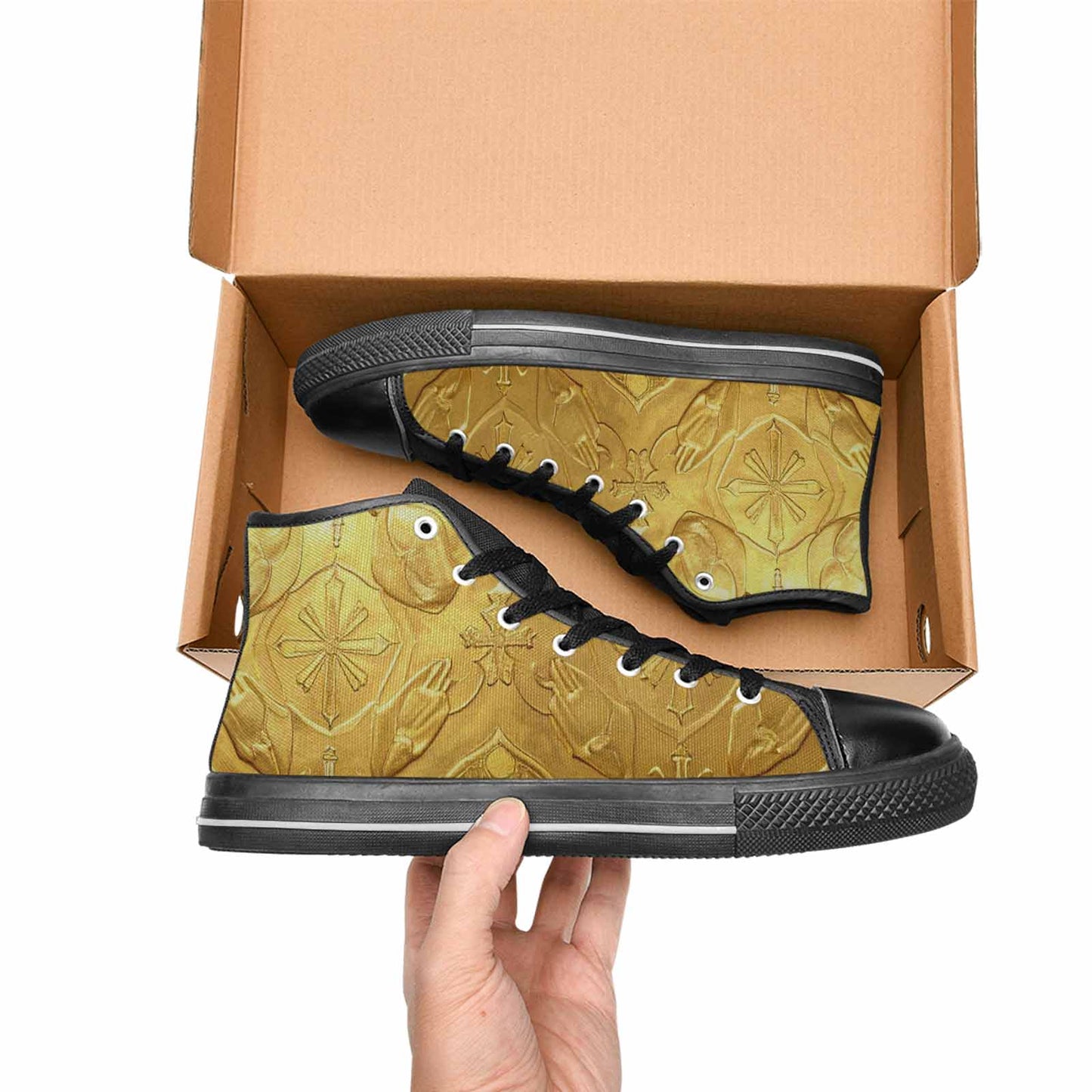 WOMEN'S Cross Faith Iconography High Top Canvas Wallpaper Art Sneakers