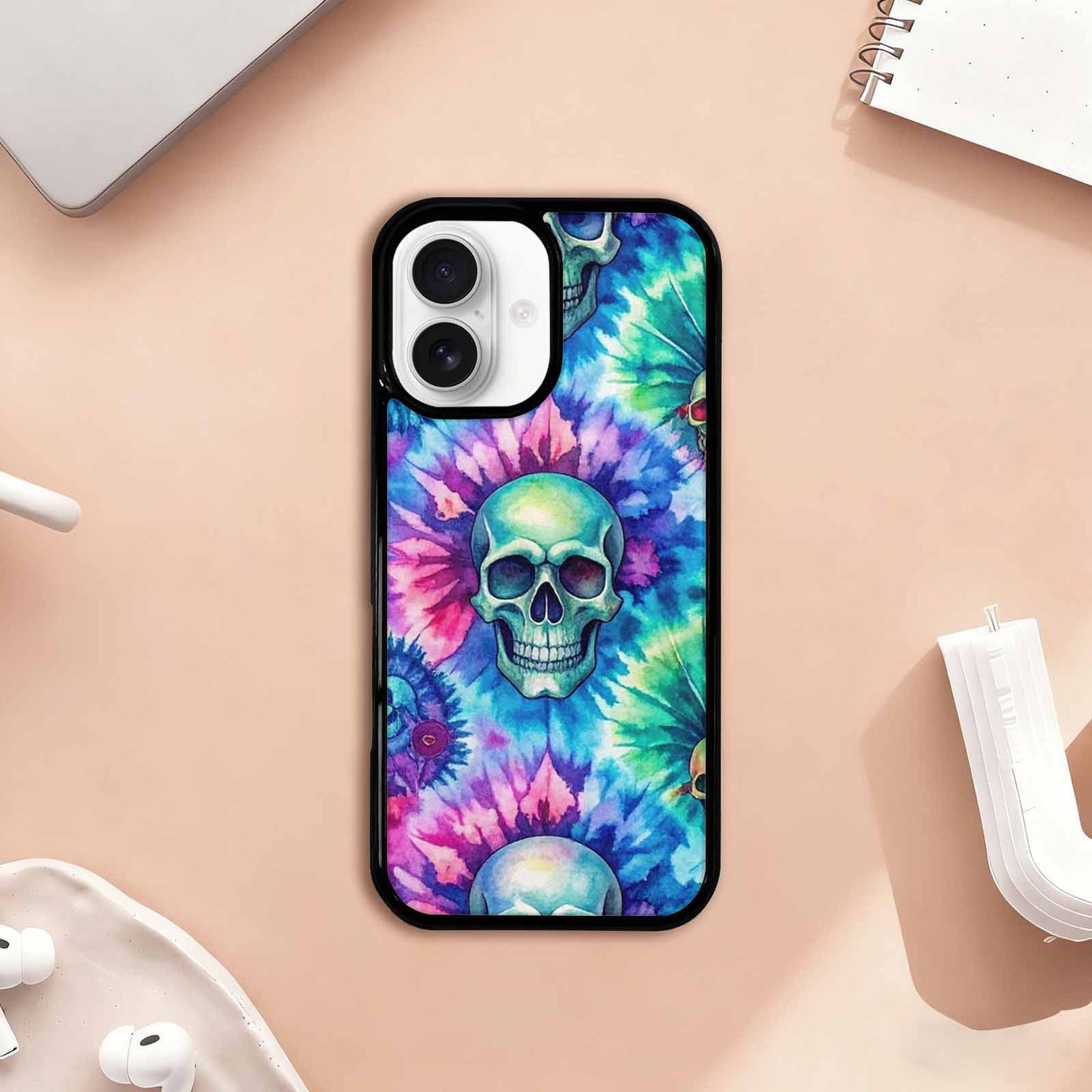 iPhone 17 Case — Tie Dye Skull Art Gothic Skulls, Custom Designed Case Cover