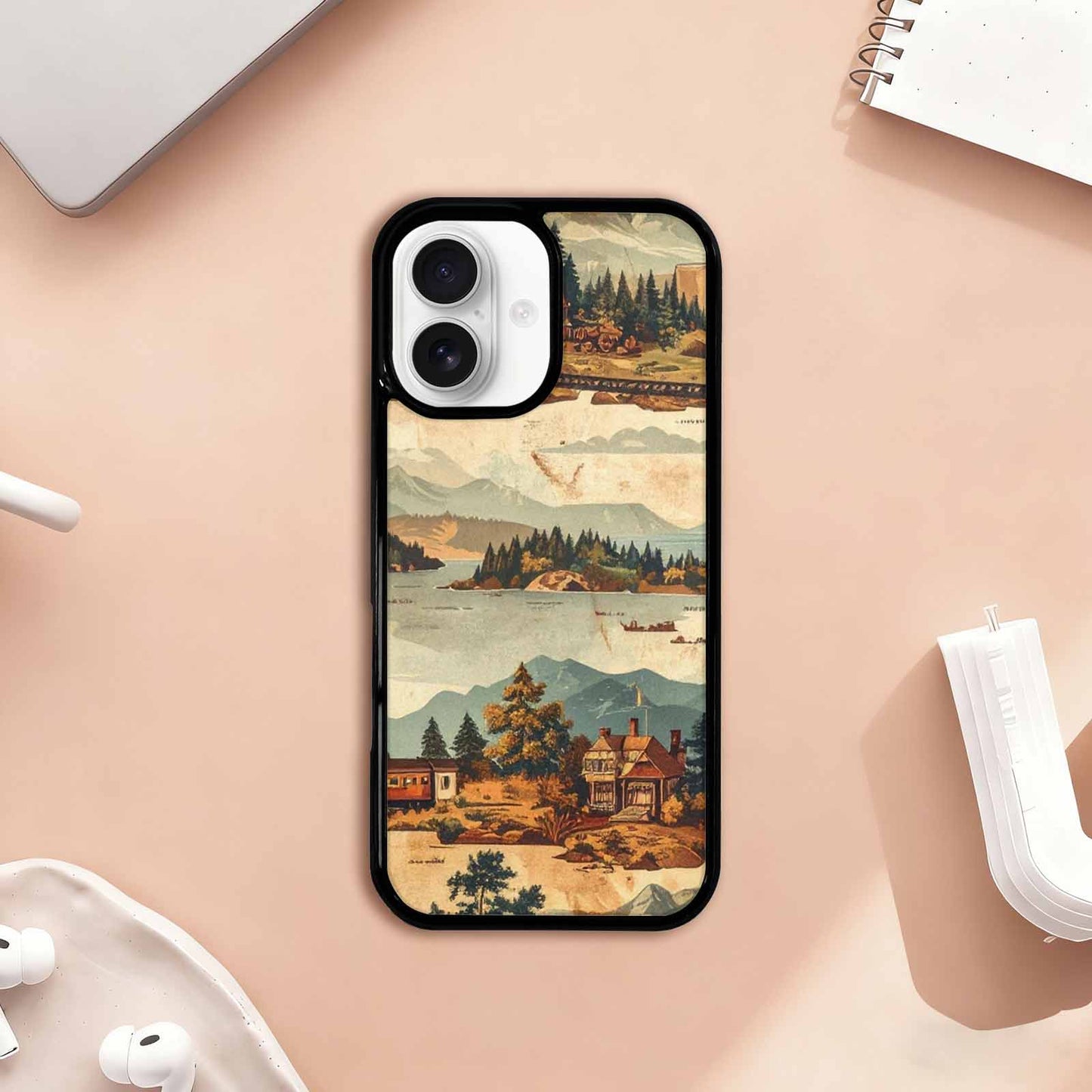 iPhone 17 Case — Vintage Travel Artwork Pattern Retro Vintage, Custom Made Phone Cover