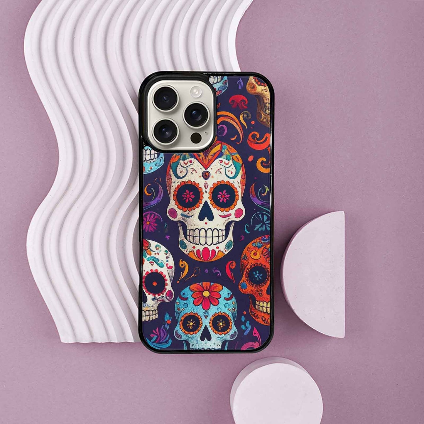 iPhone 16 Pro Max Case — Day Dead Sugar Skull Art 100s, Custom Art Phone Cover