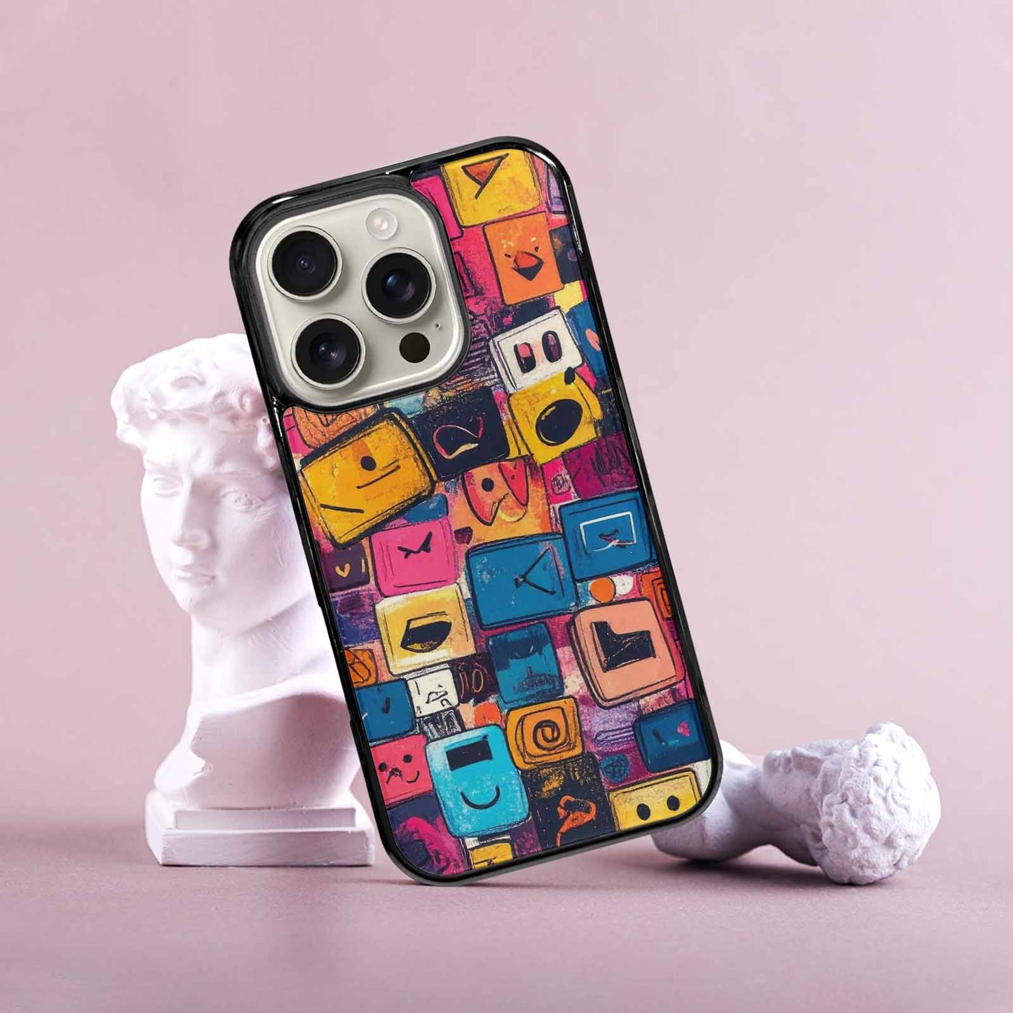 iPhone 16 Pro Case — Hand Drawn Icon Doodle Pattern Hundreds, Custom Art Phone Cover