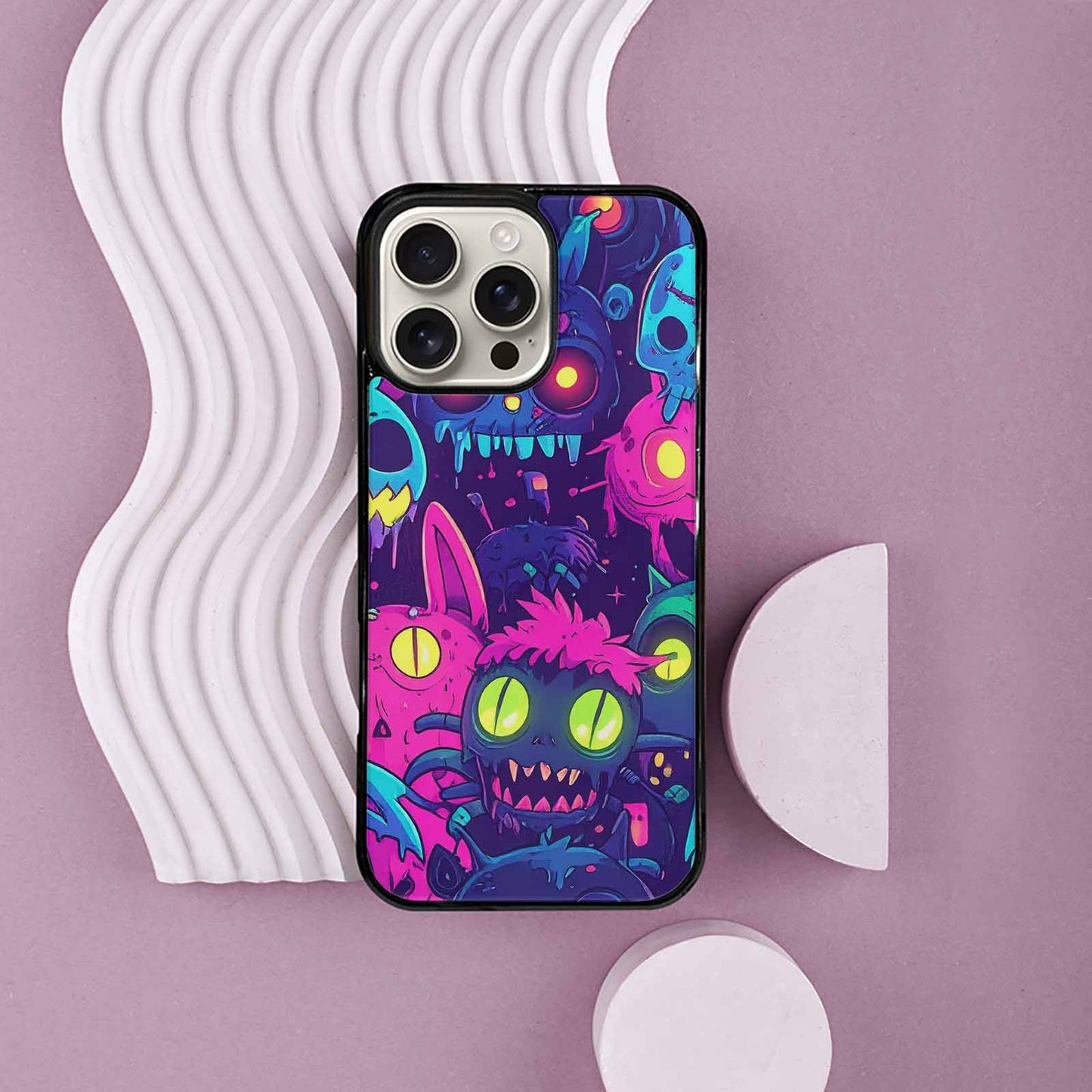 iPhone 16 Pro Max Case — Mixed Toxic Glow Creature Pattern Hundreds, Original Design Phone Case