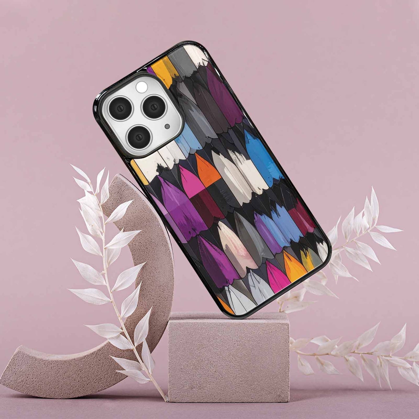 iPhone 15 Pro Max Case — Asexual Flag Color Theme Small Rainbow, Custom Phone Case