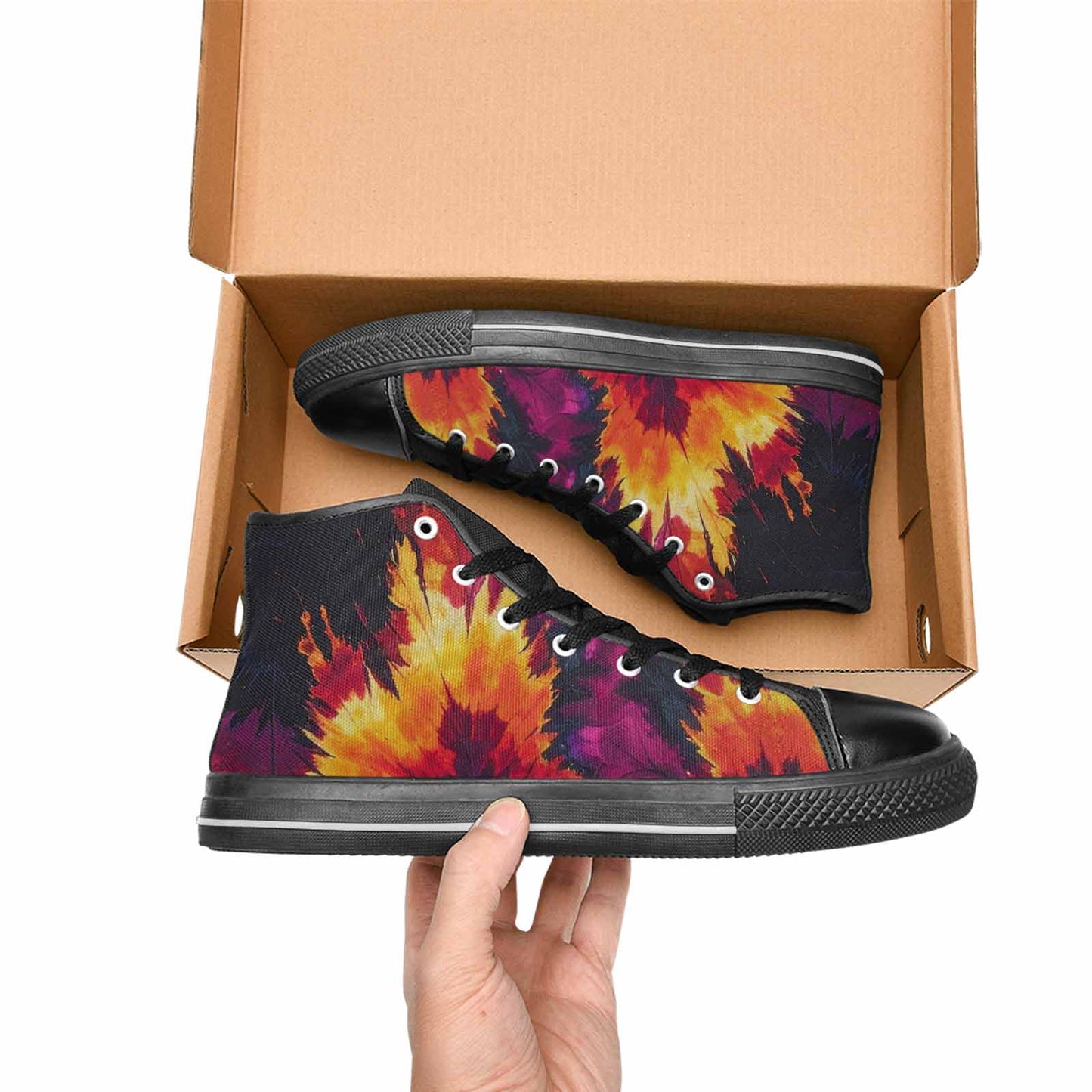 MEN'S Tie Dye Dark High Top Canvas Neon Fantasy Custom Shoes