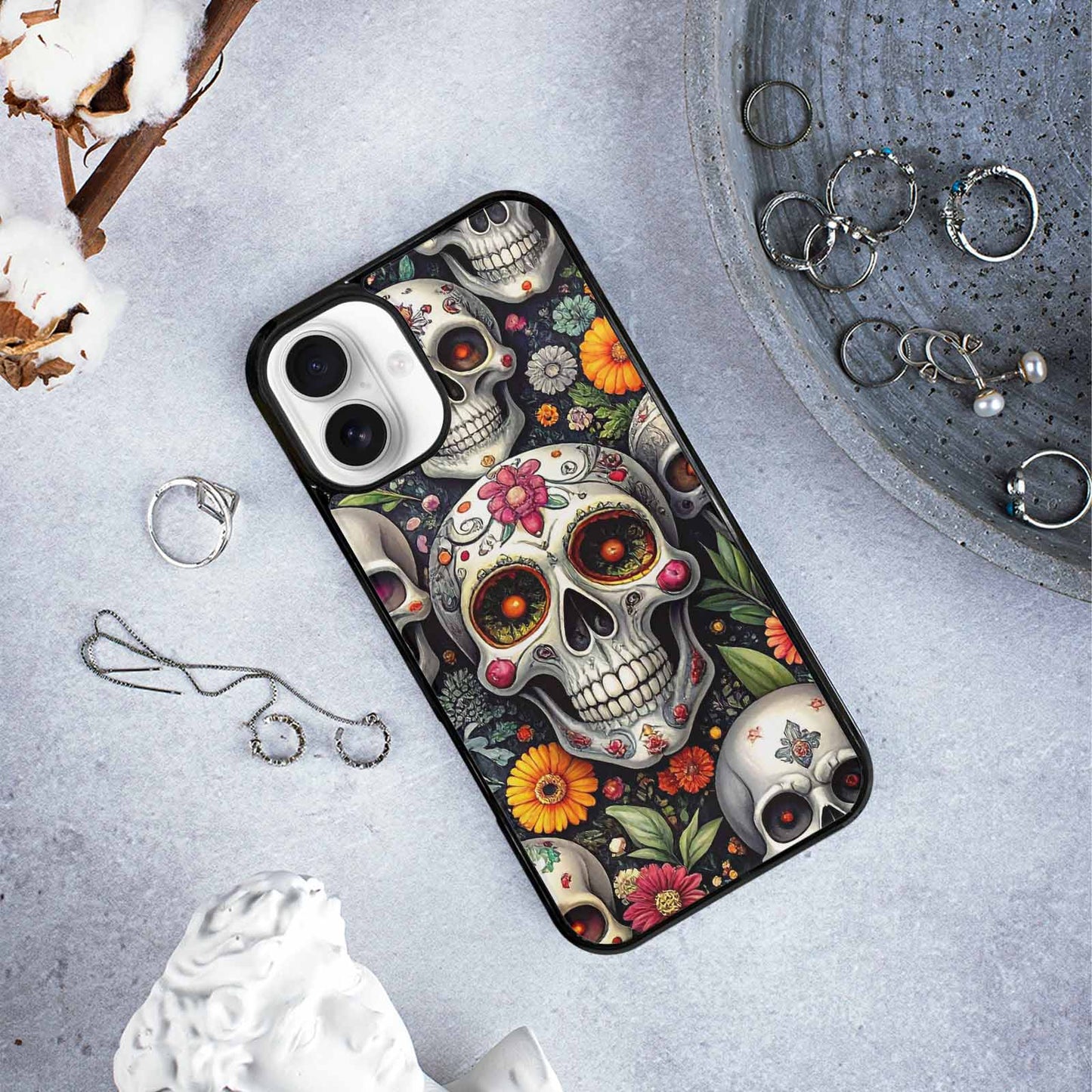 iPhone 16 Plus Case — Greyscale Black And White Dark Black, Customized Protective Case