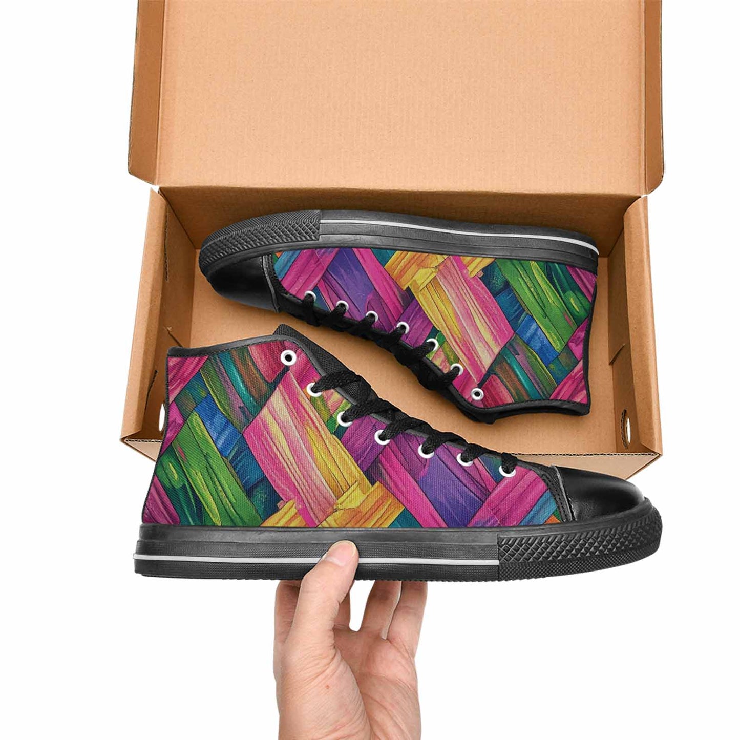 MEN'S Polysexual Flag Color High Top Canvas Wallpaper Art Sneakers