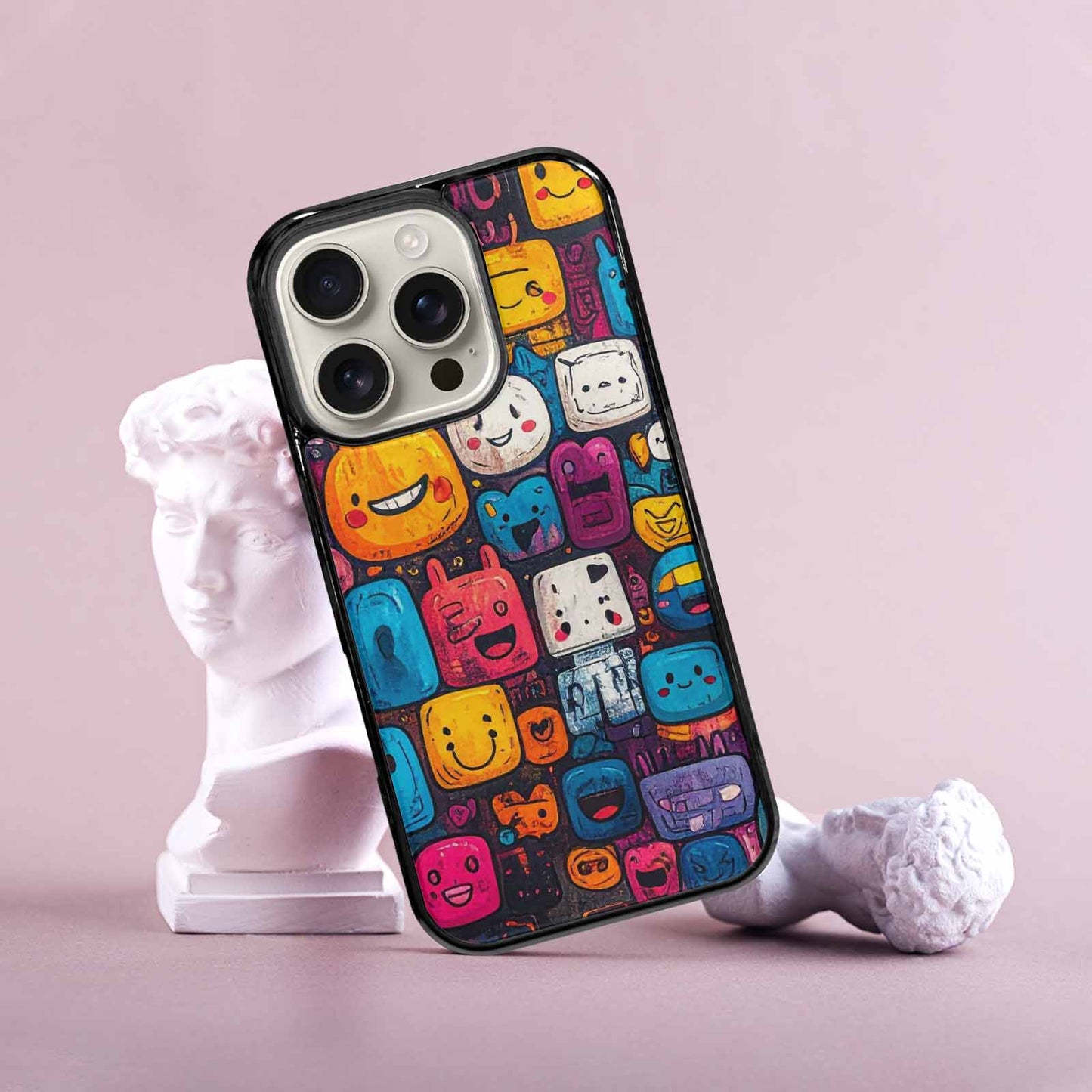 iPhone 16 Pro Case — Hand Drawn Icon Doodle Pattern Hundreds, Custom Printed Phone Case