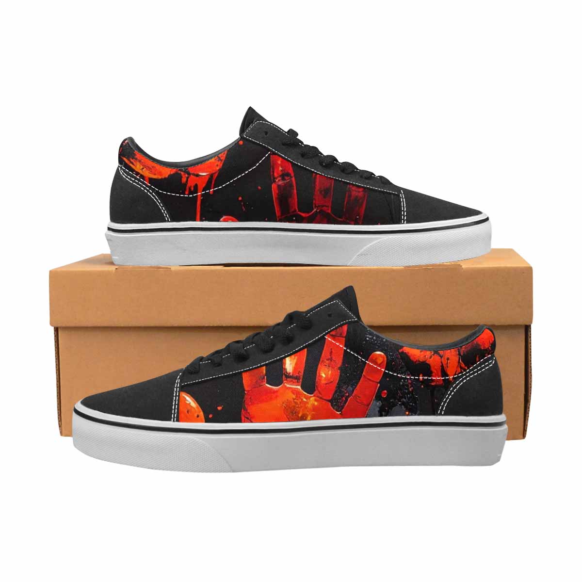 MEN'S Halloween Splatter Handprint Canvas Lace-Up Neon Fantasy Sneakers