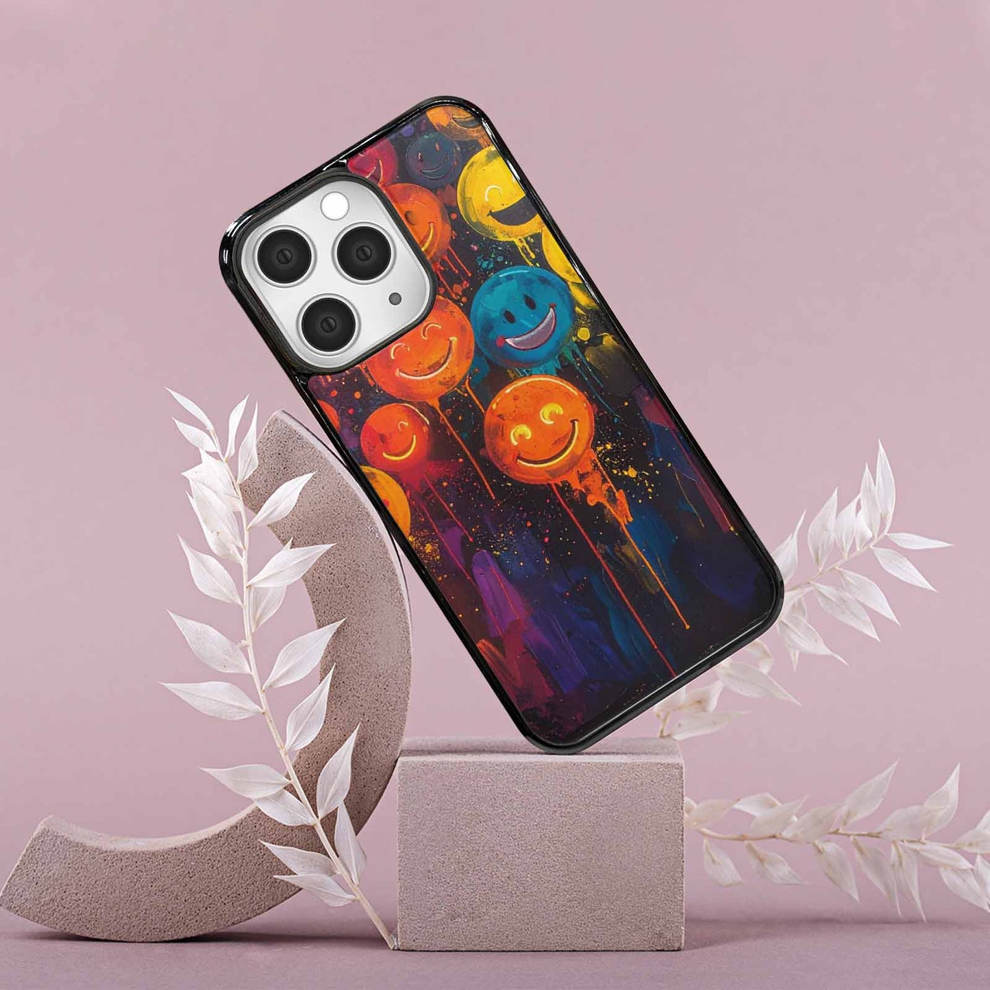 iPhone 15 Pro Max Case — Smiley Faces Glow Smiley Faces Pattern, Custom Art Phone Cover