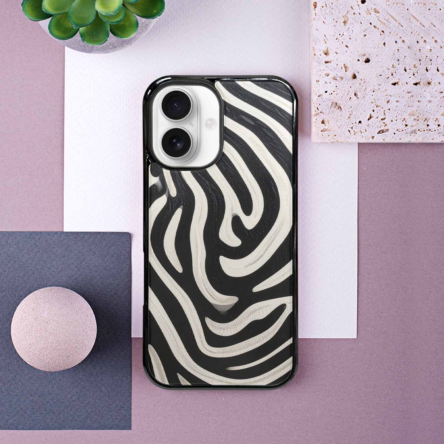 iPhone 16 Case — Modern Zebra Stripe Solid Print Crisp, Customized Protective Case