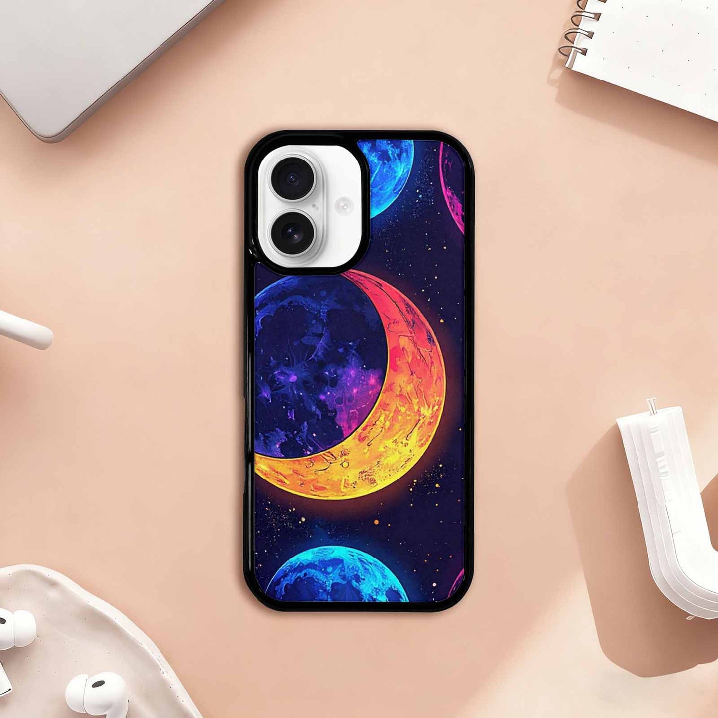 iPhone 17 Case — Neon Winter Moon Cartoon Cute, Customized Protective Case