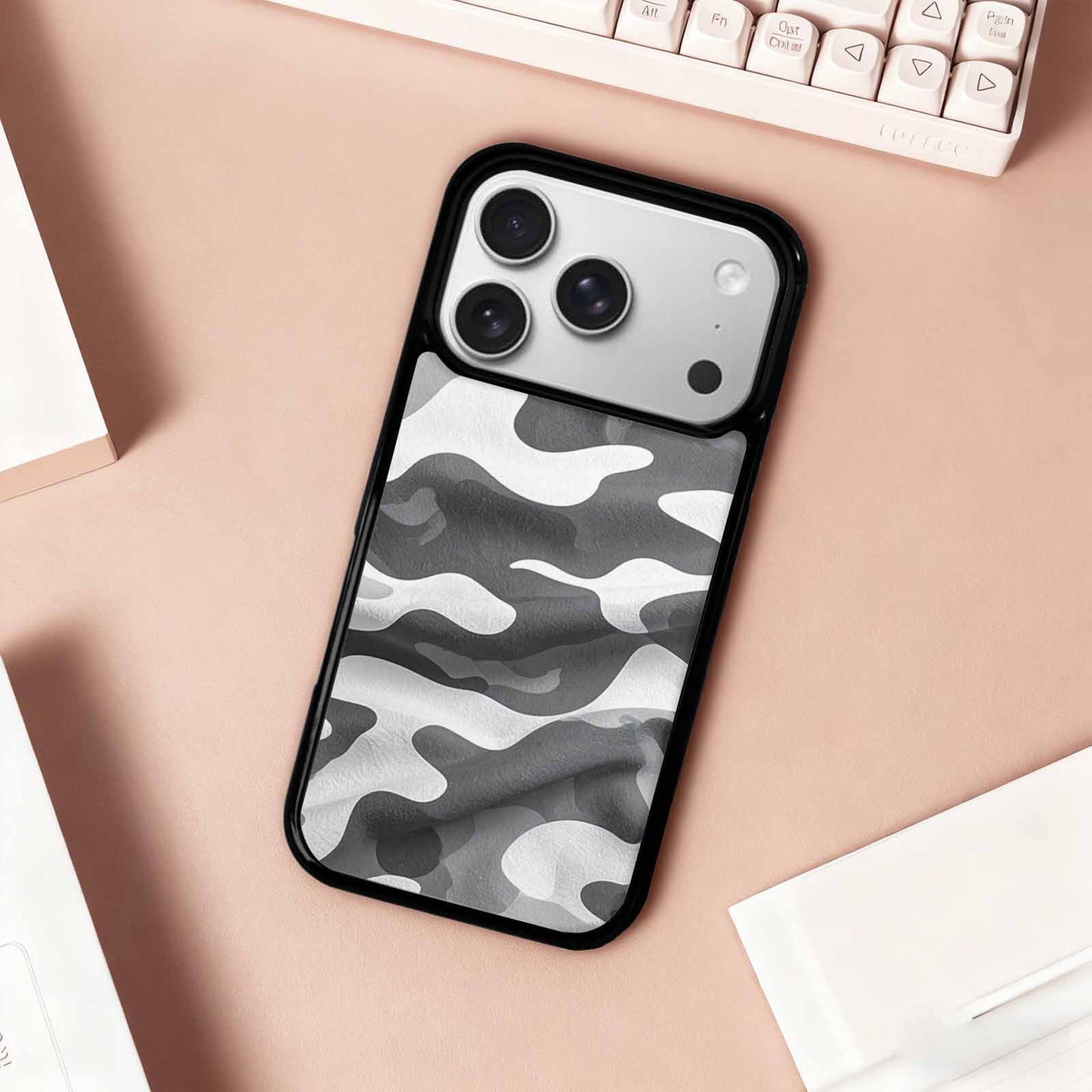 iPhone 17 Pro Case — Grey Camo Print Camo, Custom Made Phone Cover
