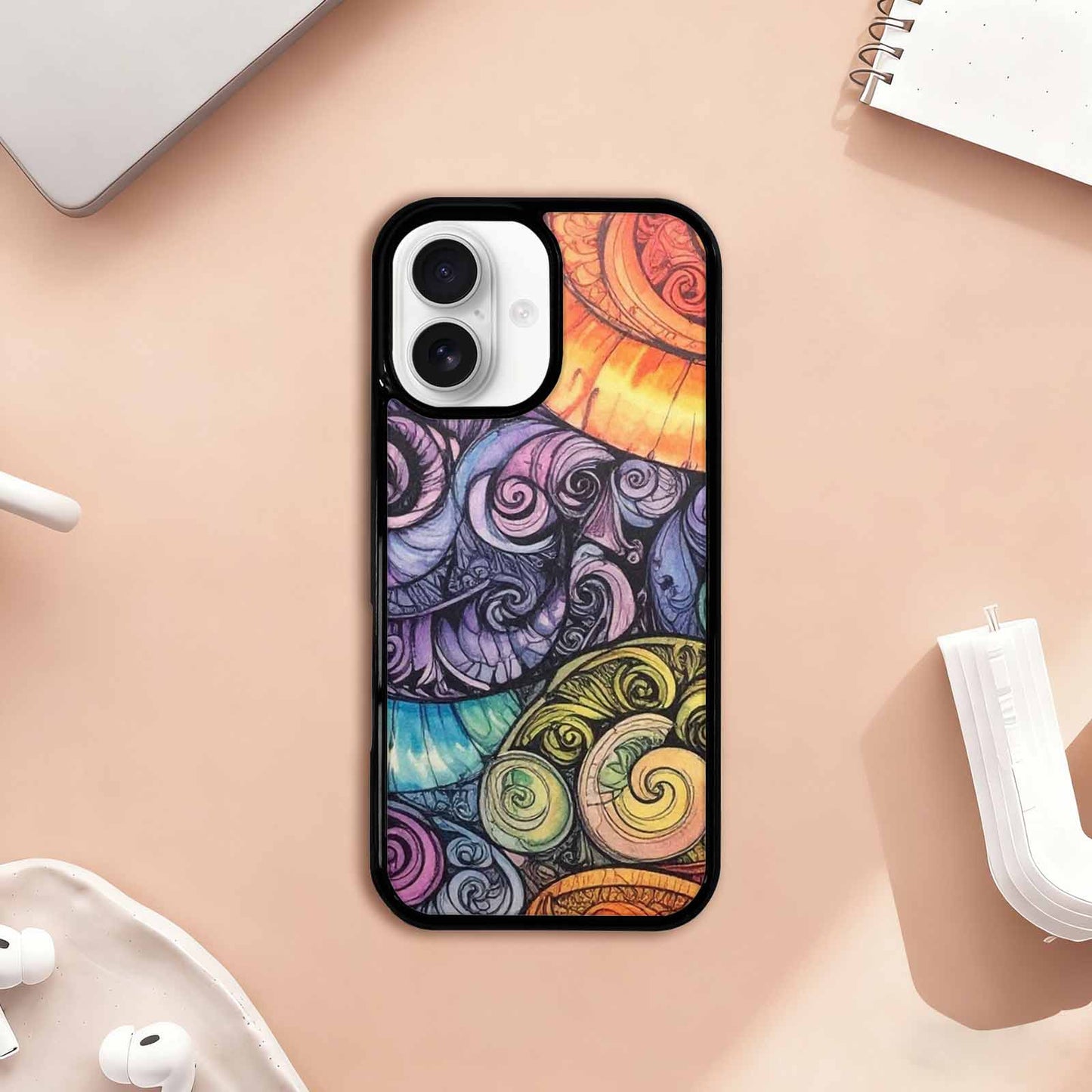 iPhone 17 Case — Tie Dye Swirls (black Tie Dye, Personalized Phone Case