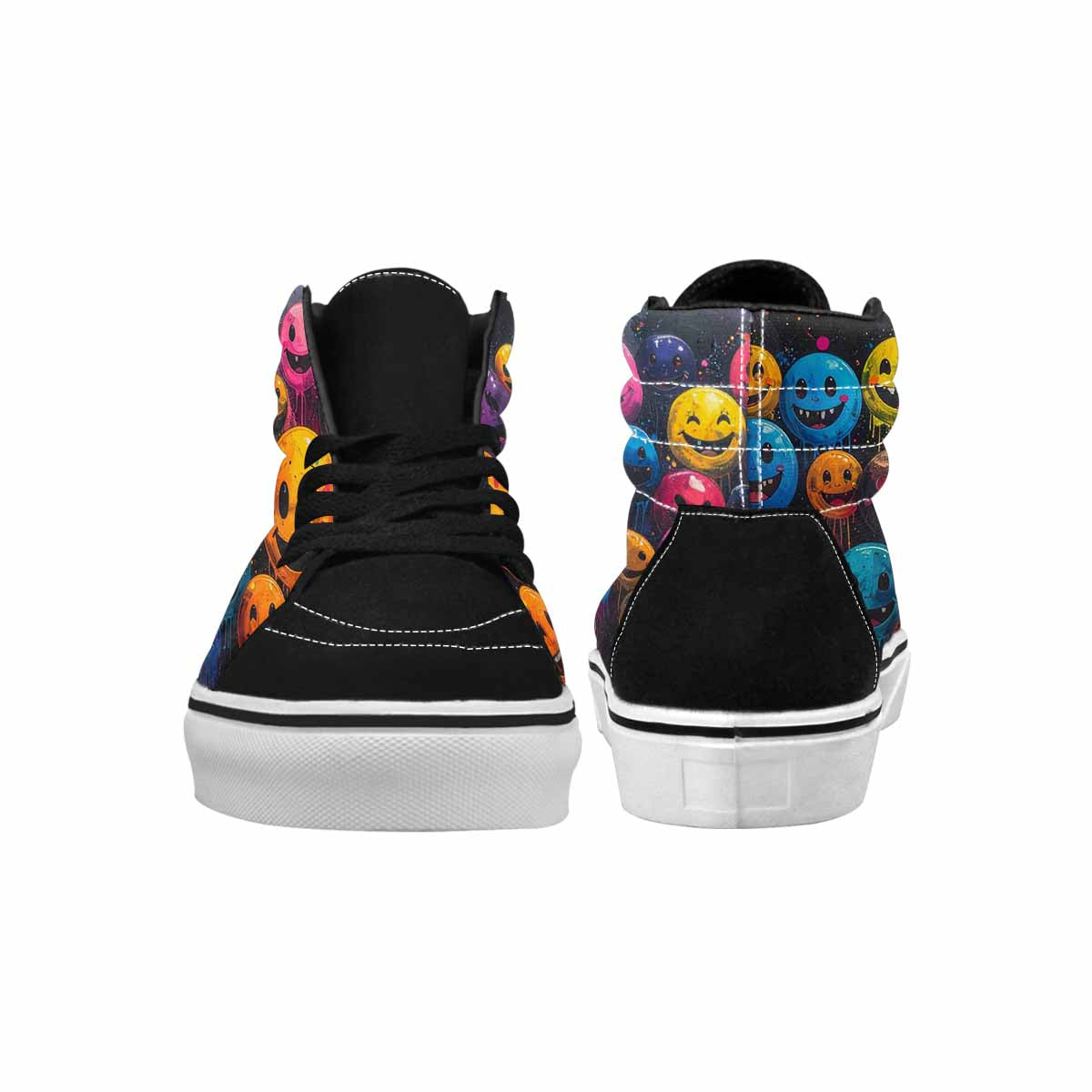 MEN'S Smiley Faces Glow High Top Canvas Surreal Custom Shoes