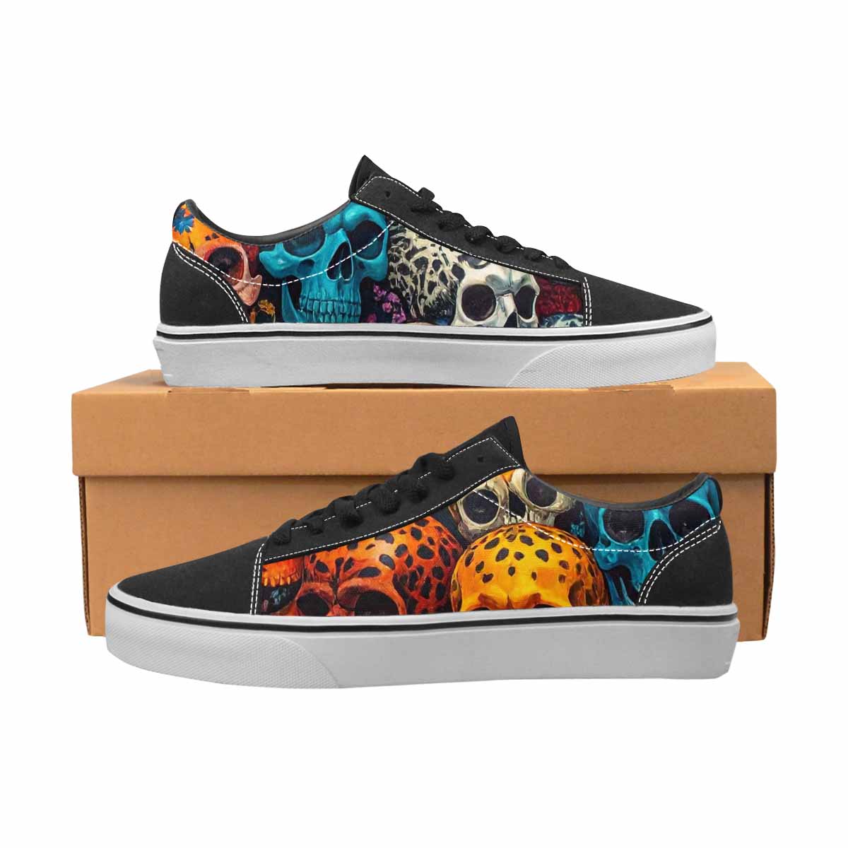 WOMEN'S Skulls Lace-Up Canvas Dark Academia Custom Sneakers