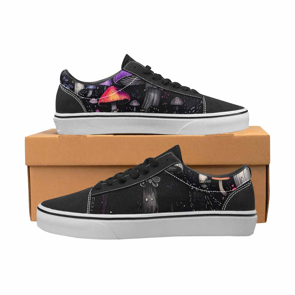 WOMEN'S Rainbow Drip Mushrooms Lace-Up Canvas Melting Art Sneakers
