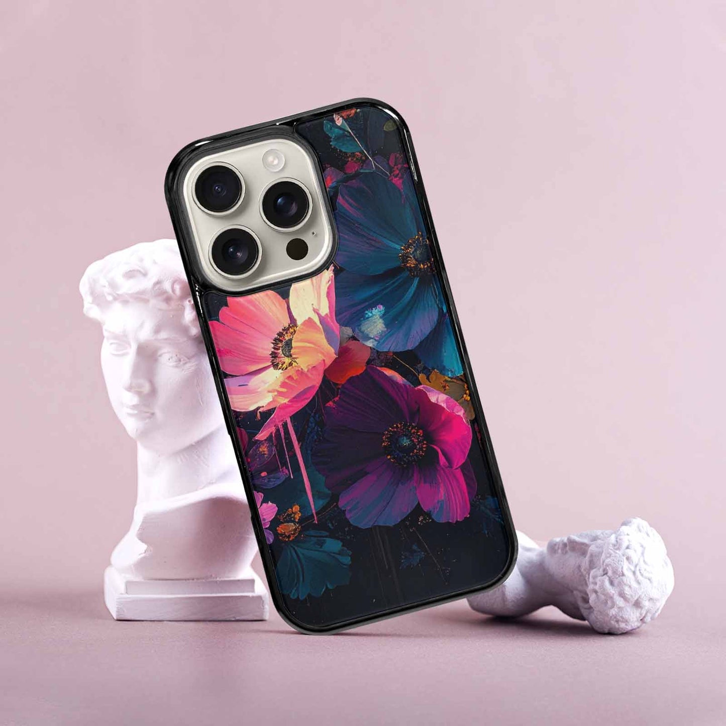 iPhone 16 Pro Case — Shadowy Glitch Floral Pattern Hundreds Of, Custom Art Phone Cover