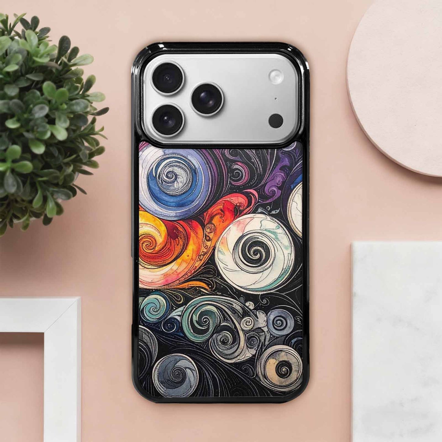 iPhone 17 Pro Max Case — Tie Dye Swirls (black Tie Dye, Customized Protective Case