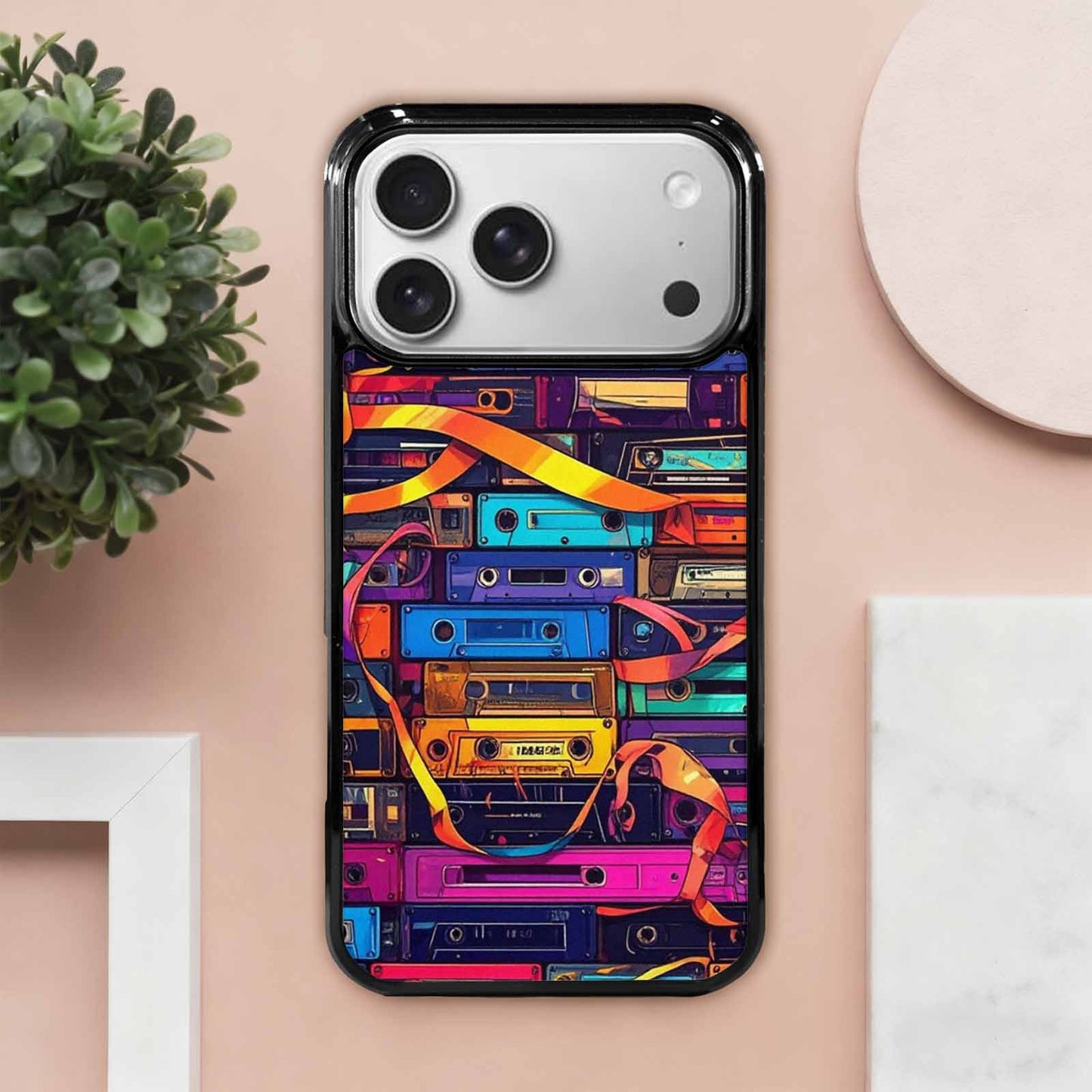 iPhone 17 Pro Max Case — Retro Cassette Tape Pattern Retro Vintage, Custom Print Case Cover