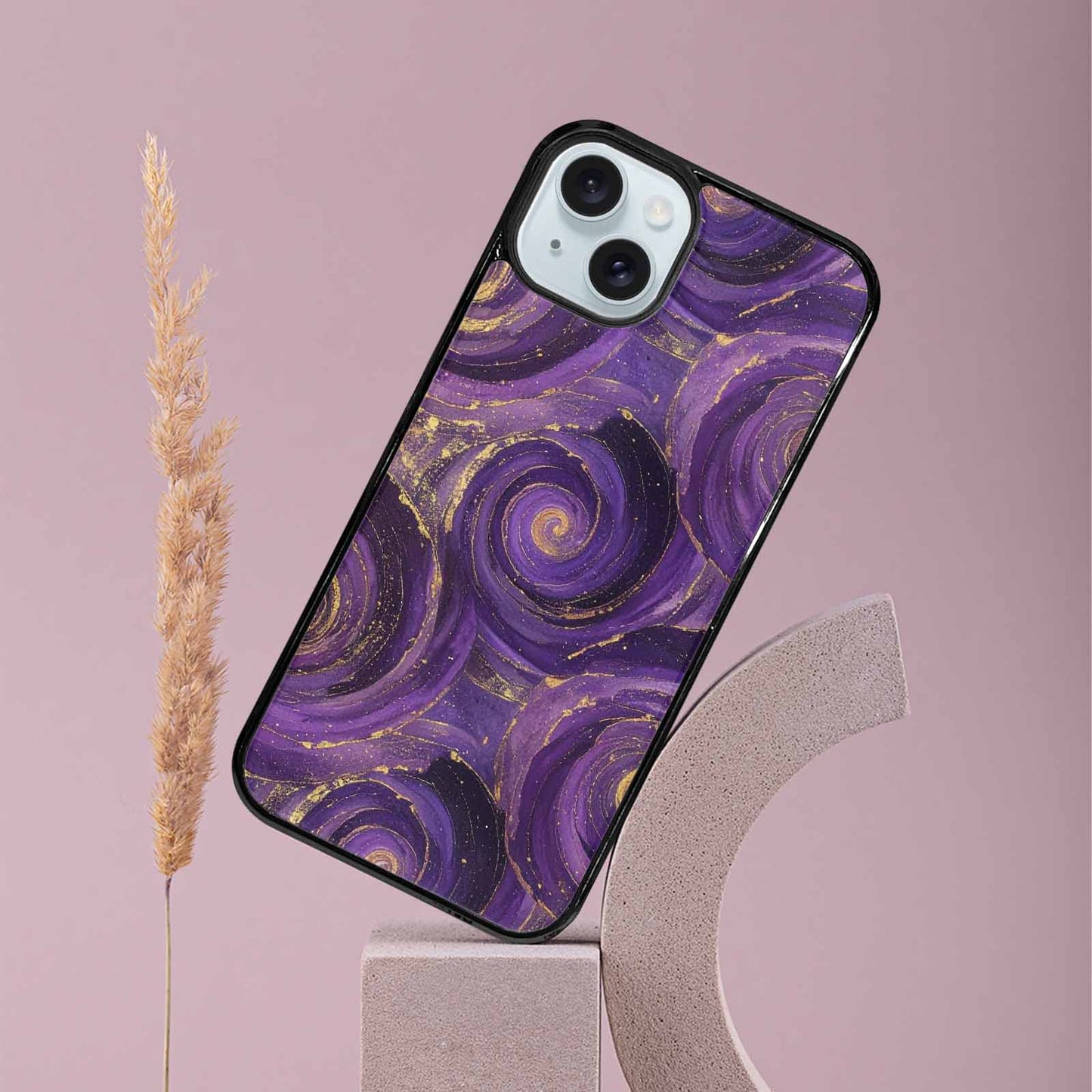iPhone 15 Plus Case — Swirling Brushstroke Starry Night Texture Blended, Personalized Phone Case