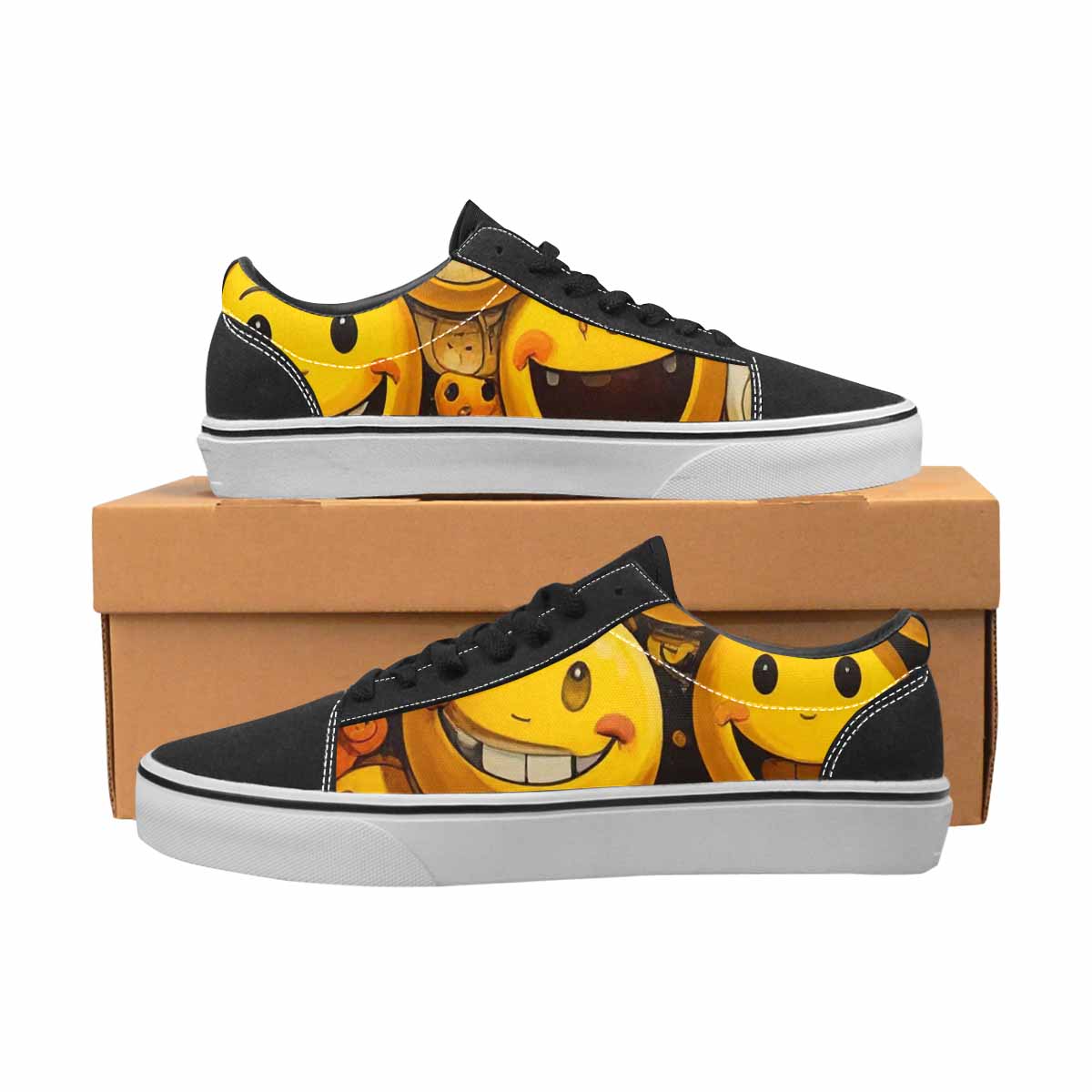 WOMEN'S Melting Moon Smiley — Lace-Up Canvas Aesthetic Shoes