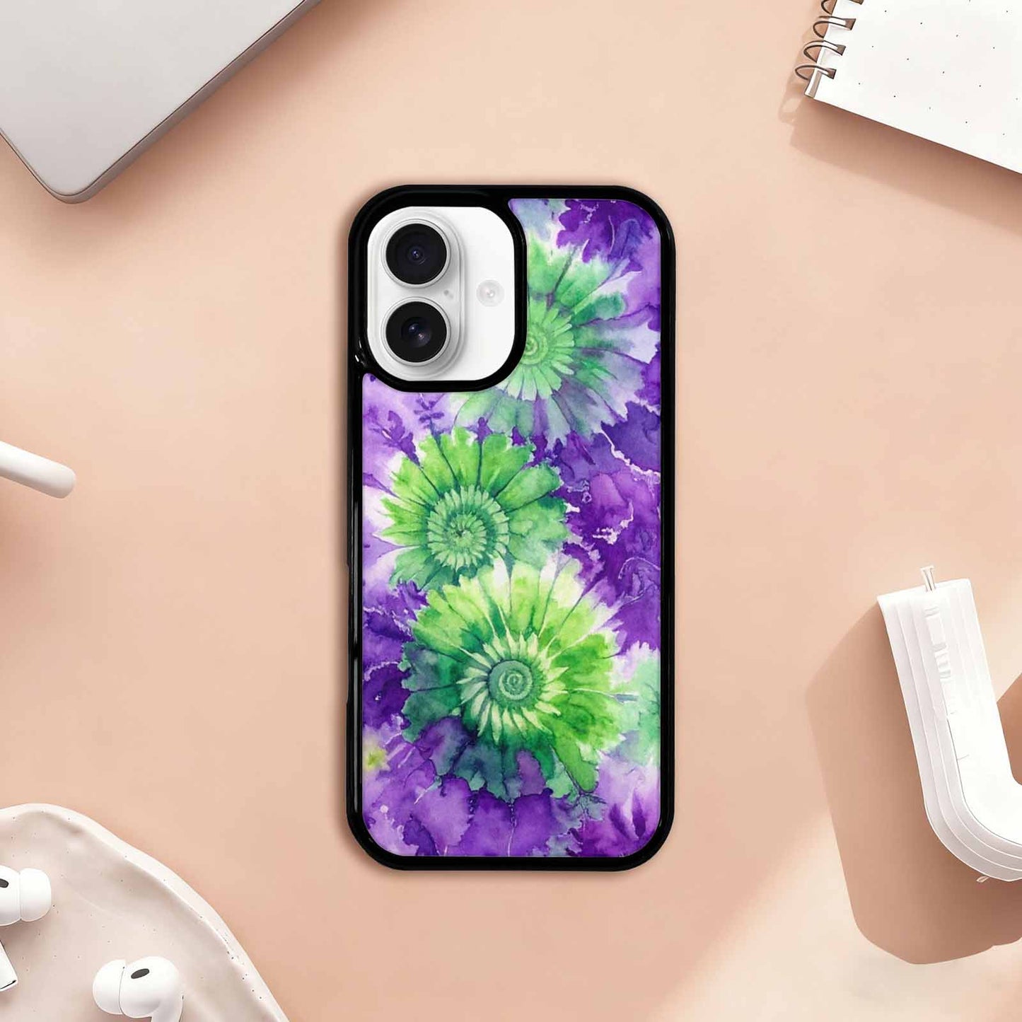 iPhone 17 Case — Tie Dye Purple Green Tie Dye, Customized Protective Case