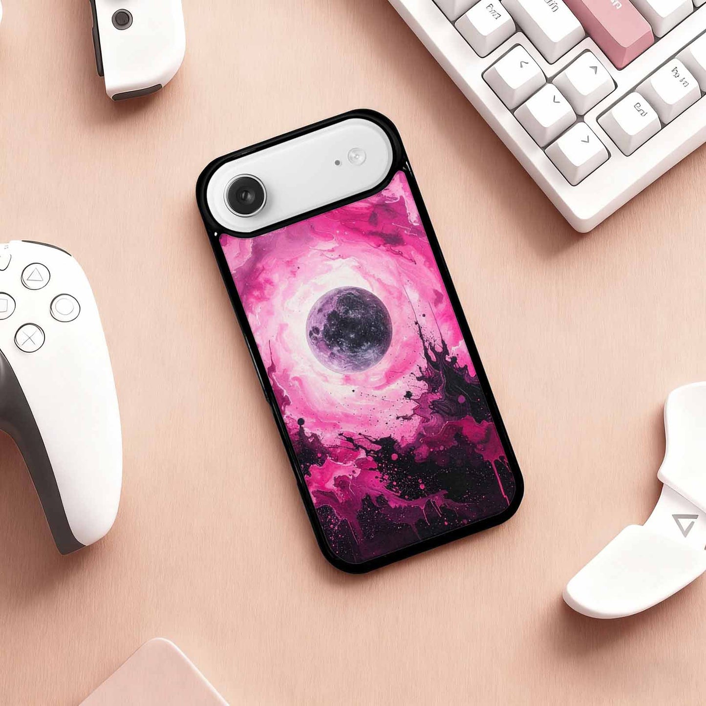 iPhone 17 Air Case — Galaxy Nebula Black Pink Ink Galaxy, Custom Print Case Cover