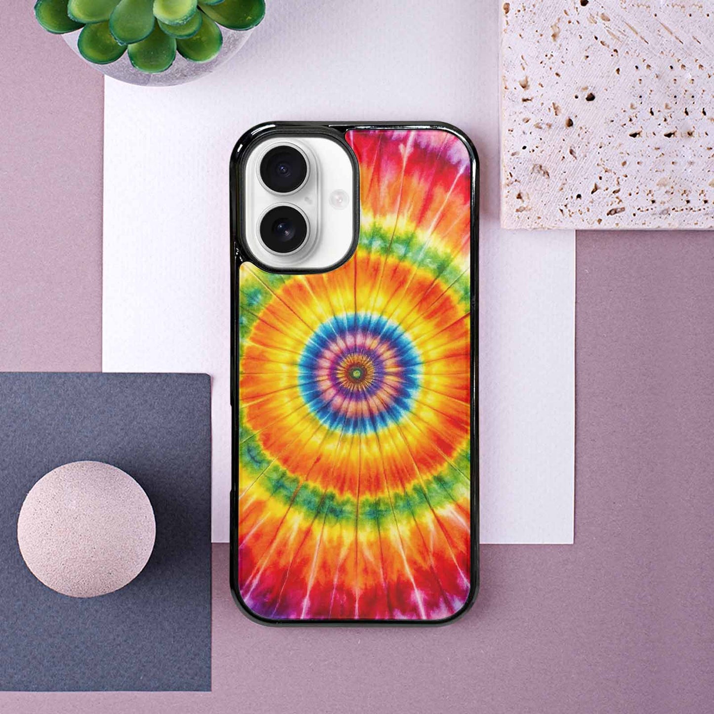 iPhone 16 Case — Rainbow Spiral Tie Dye Custom, Unique Phone Case Design