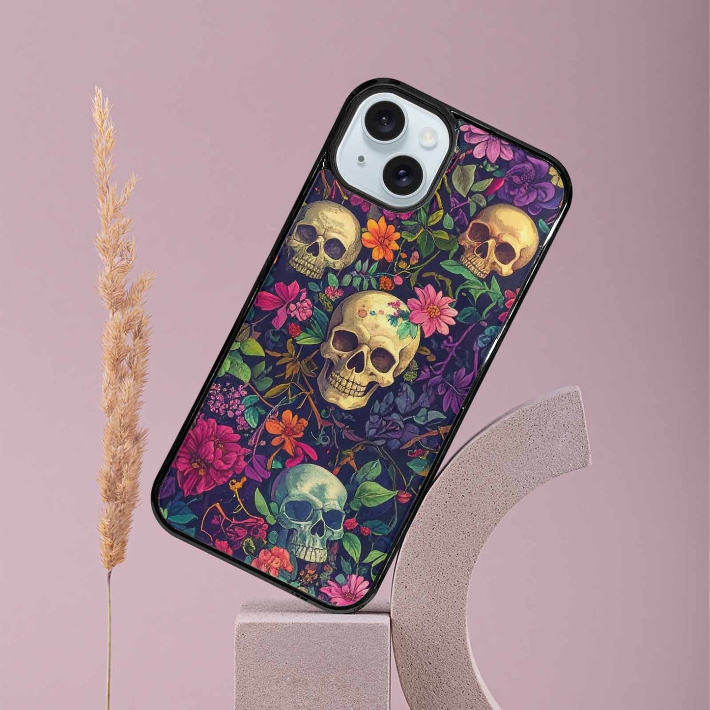 iPhone 15 Plus Case — Skulls Botanicalskulls Pattern, Custom Art Phone Cover