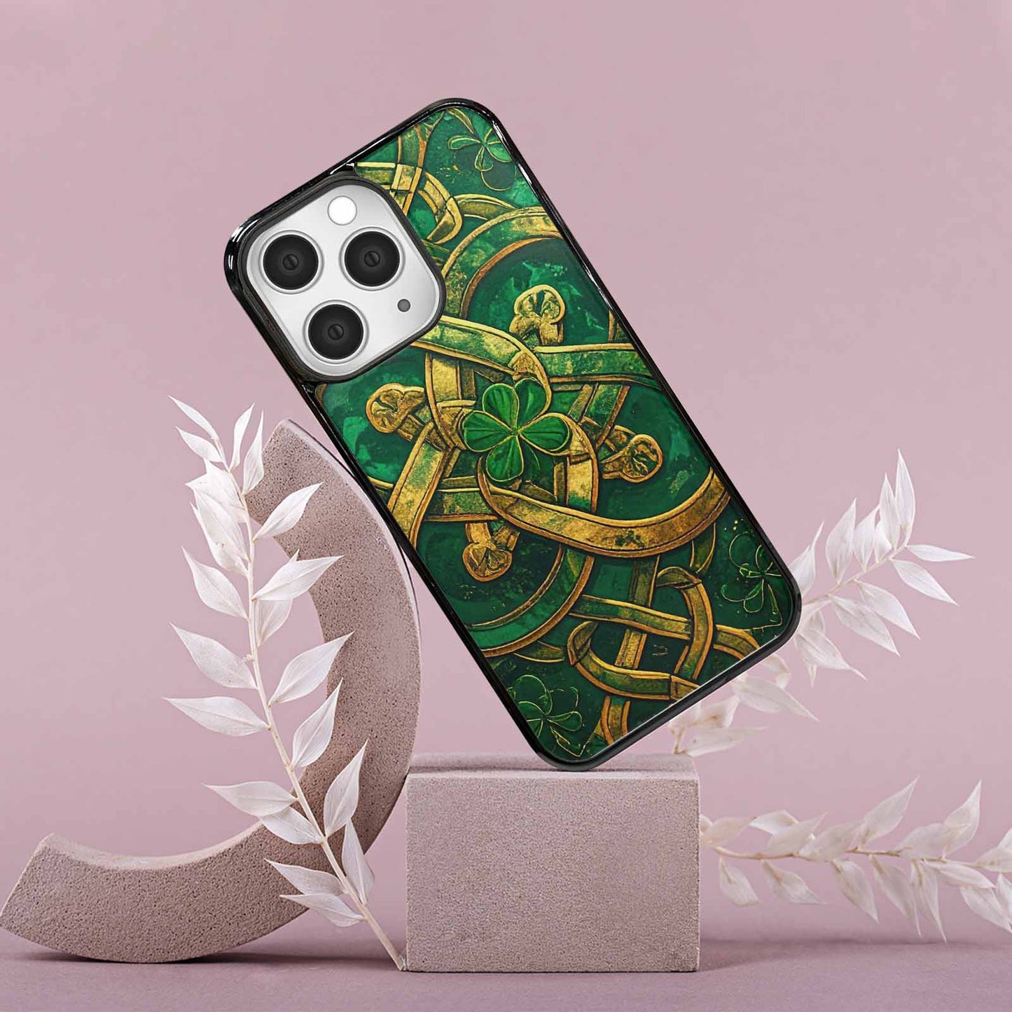 iPhone 15 Pro Max Case — Irish Celtic Knot Pattern Shamrocks Seamless, Original Design Phone Case