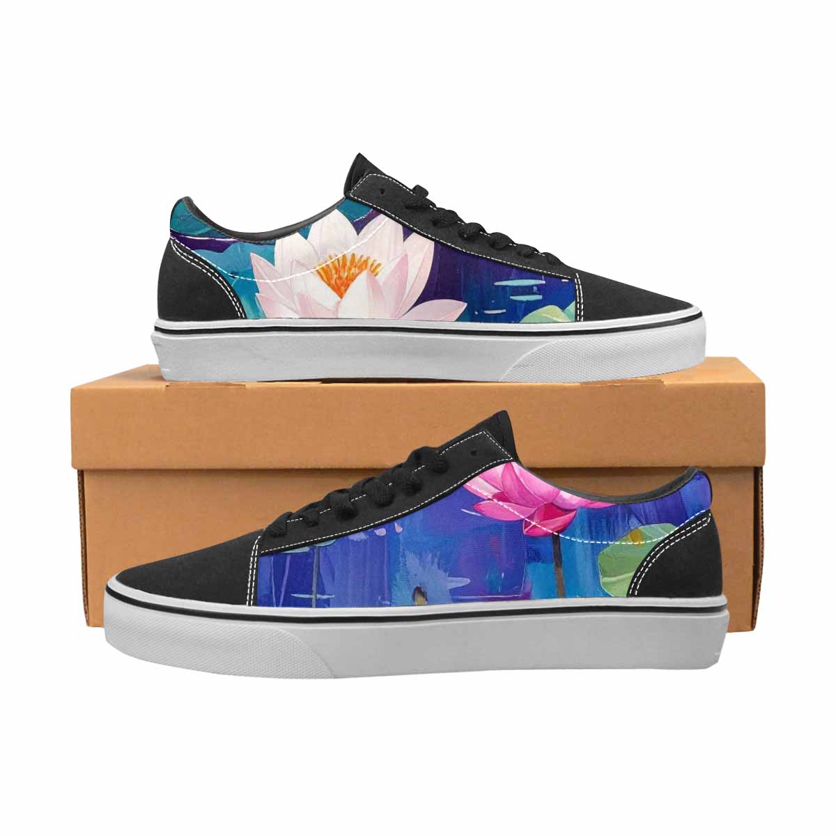 WOMEN'S Monet-Style Impressionist Water Canvas Lace-Up Cottagecore Sneakers