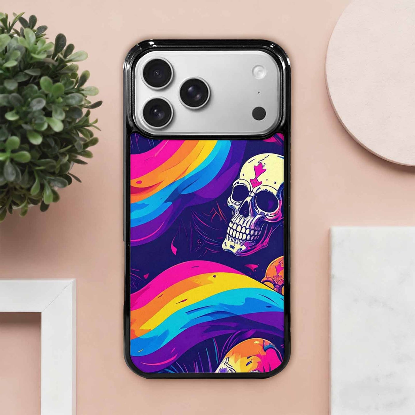 iPhone 17 Pro Max Case — Pride Flag Skulls Seamless Gothic Skulls, Personalized Phone Case