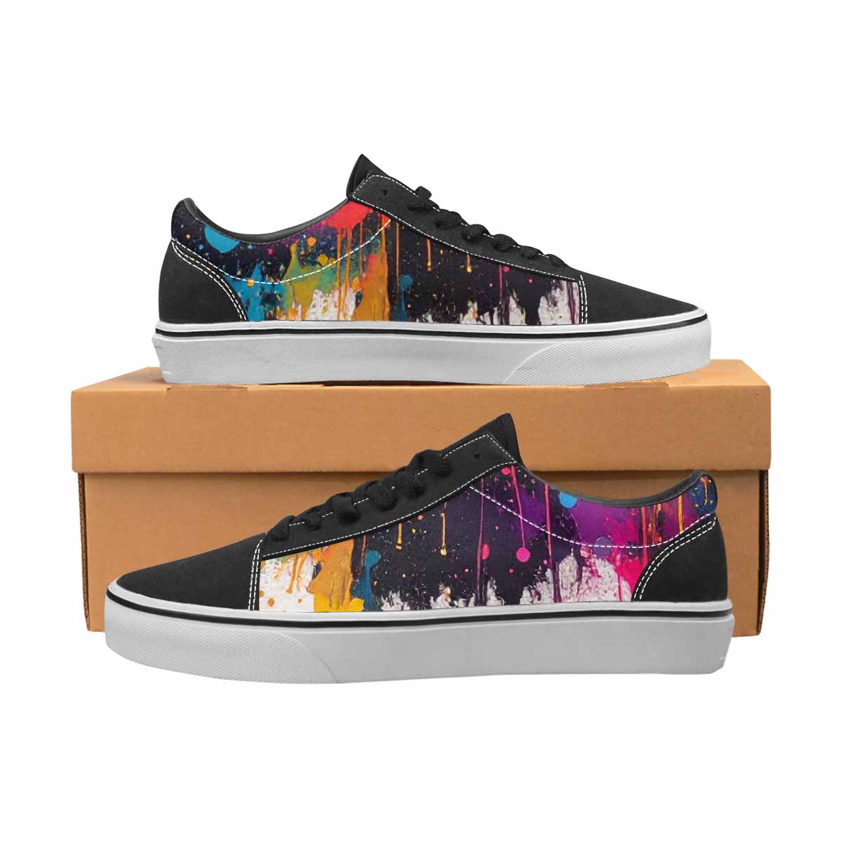 MEN'S Paint Splatter Canvas Lace-Up Dark Academia Custom Shoes