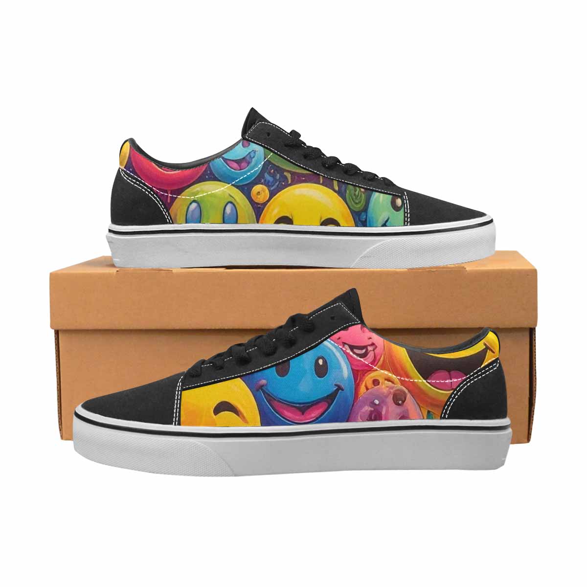WOMEN'S Smiley Facessmiley Faces Lace-Up Canvas Grunge Custom Shoes