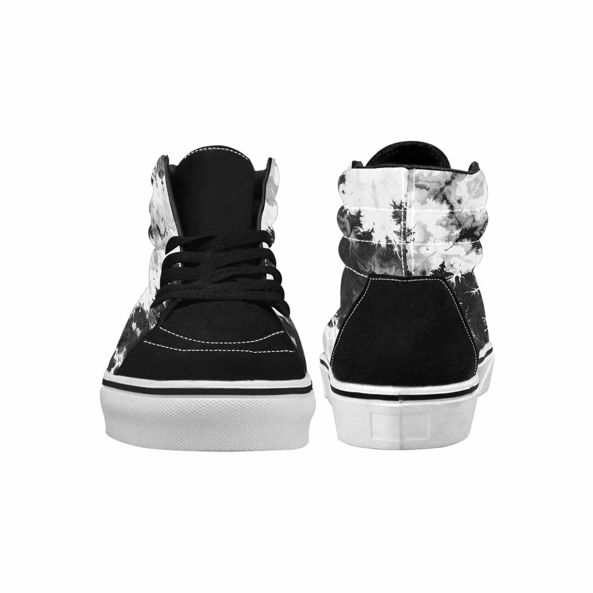 WOMEN'S Tie Dye Acid Wash Black White High Top Canvas Y2K Custom Sneakers