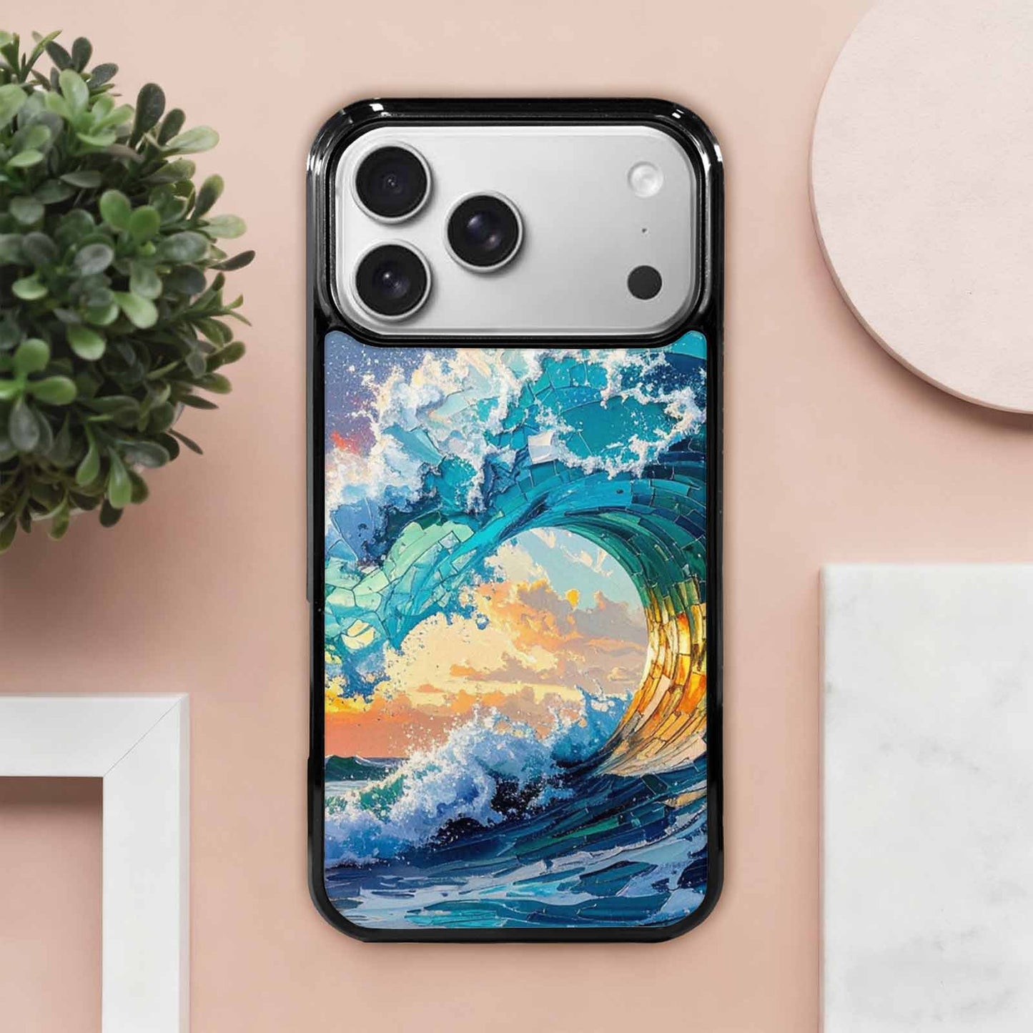 iPhone 17 Pro Max Case — Wave Crest Splash Wave Watercolor Abstract, Custom Print Case Cover