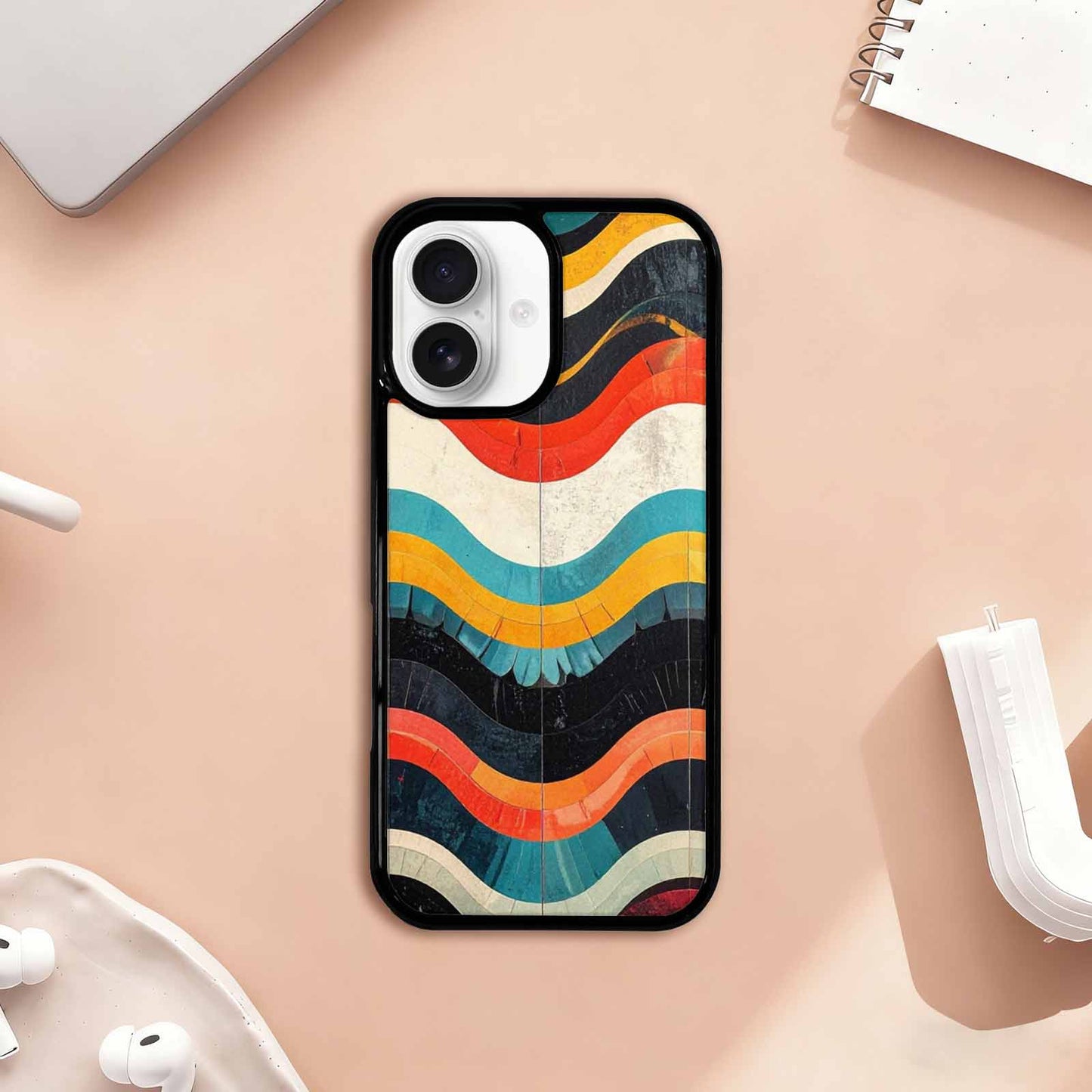 iPhone 17 Case — Retro Wave Scallop Stripe Retro Vintage, Personalized Phone Case